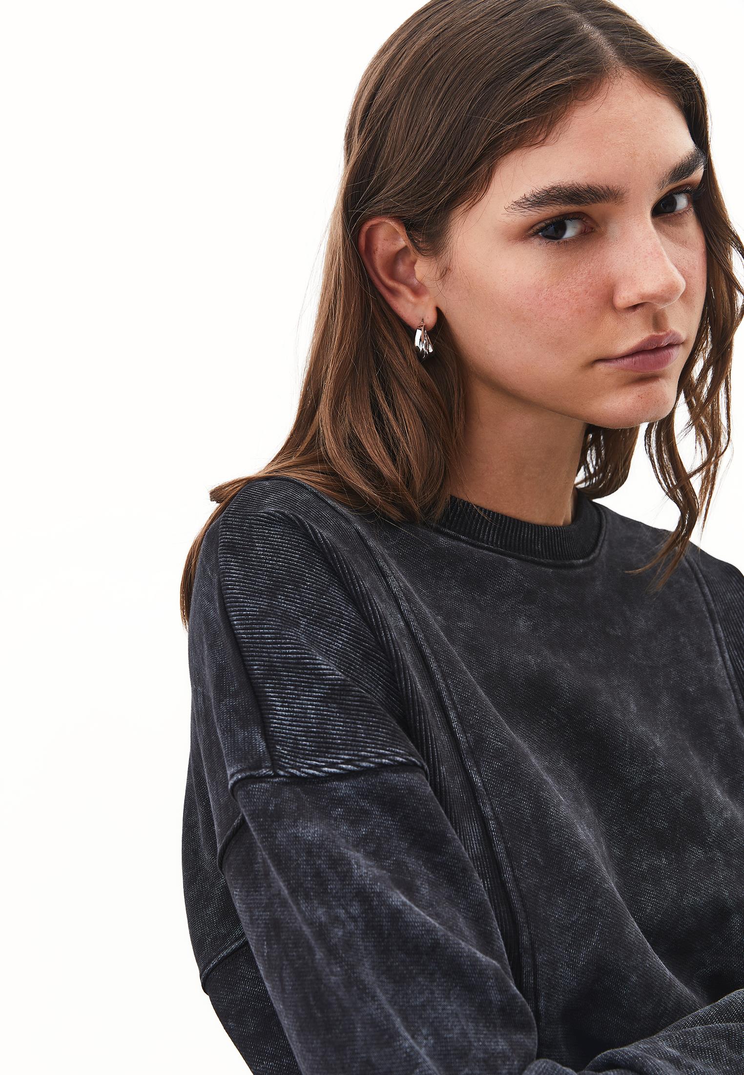 Zip Detailed Oversize Sweatshirt - BLACK