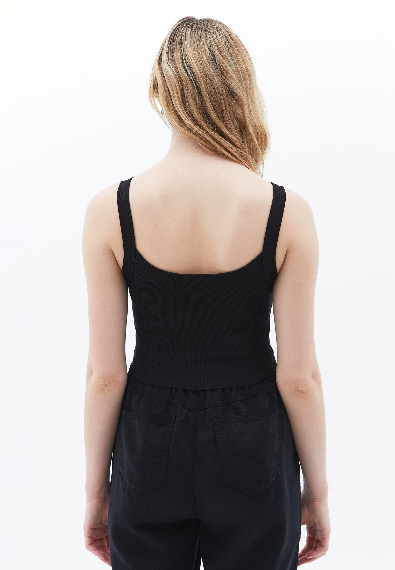 Square Neck Cropped Tank - BLACK