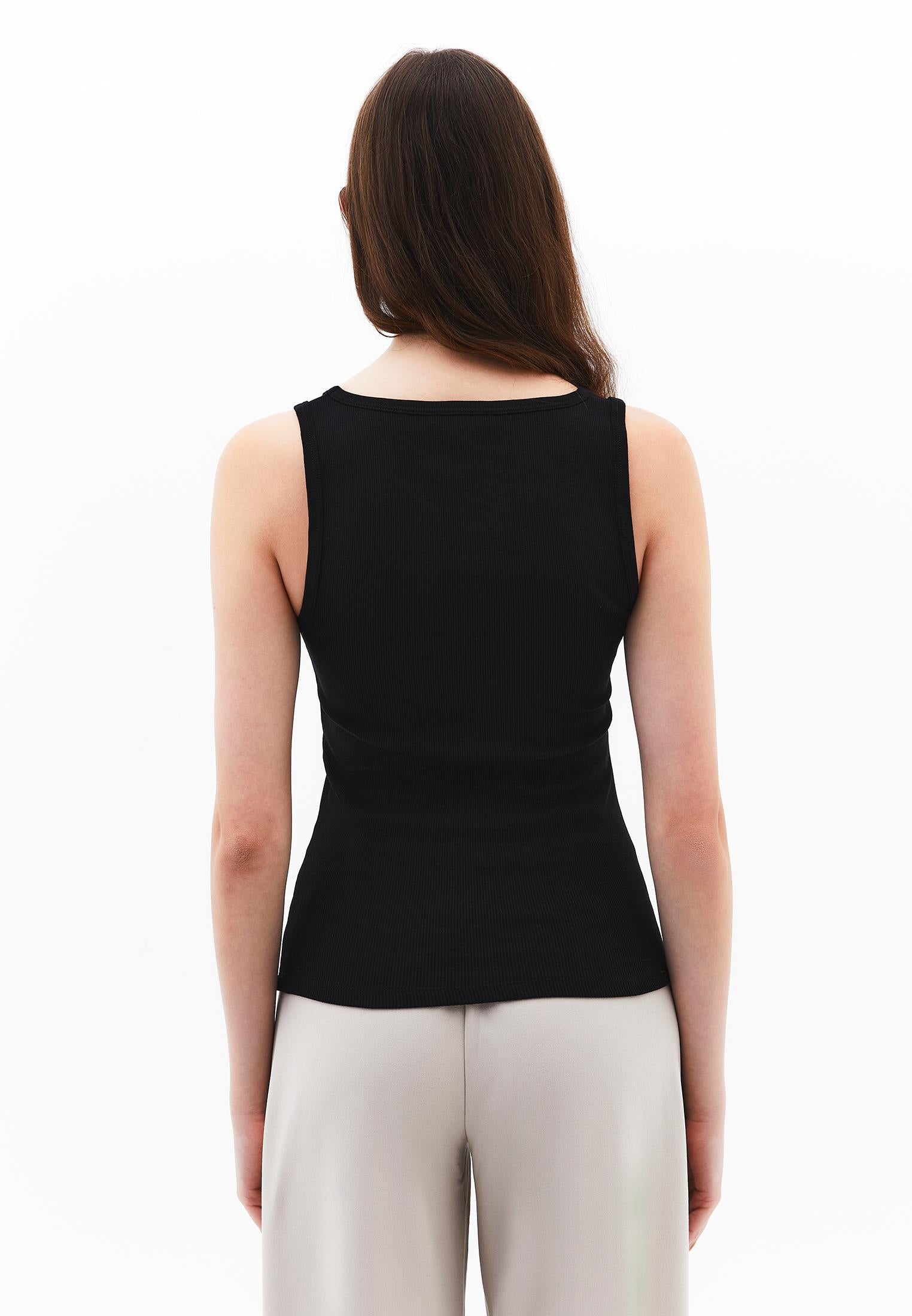 Square Neck Bodycon Tank Top - BLACK