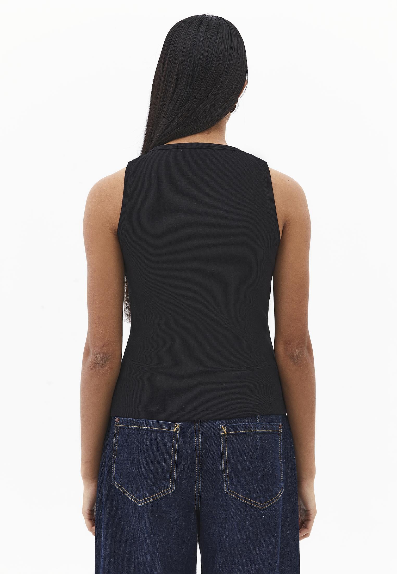 Sleeveless Crew Neck Tank Top - BLACK