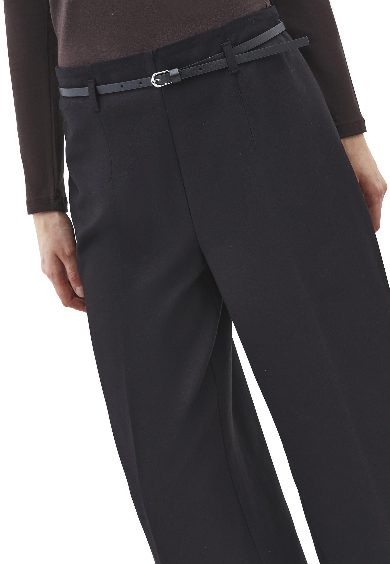 Ultra High Waist Belted Culotte Pants - BLACK