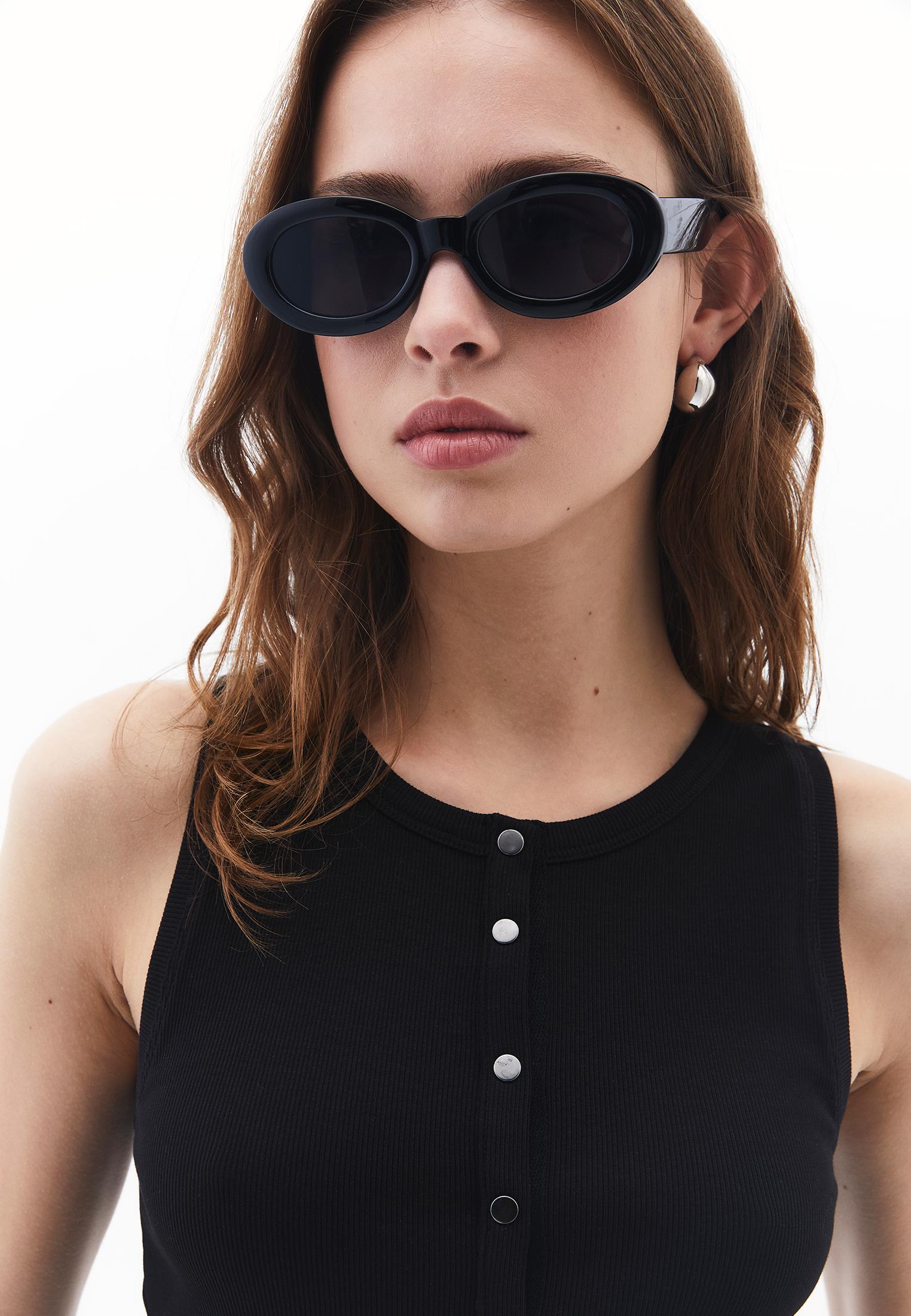 Sleeveless Tank Top With Crew Neck - BLACK