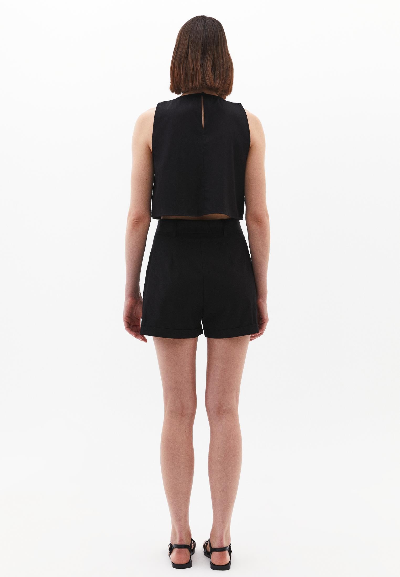 Ultra High Waist Buckled Short Shorts - BLACK