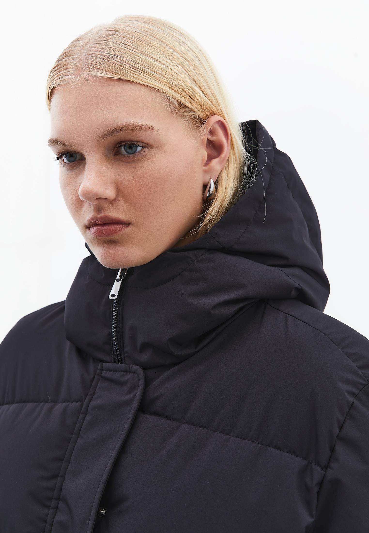 Hooded Loose Coat - BLACK
