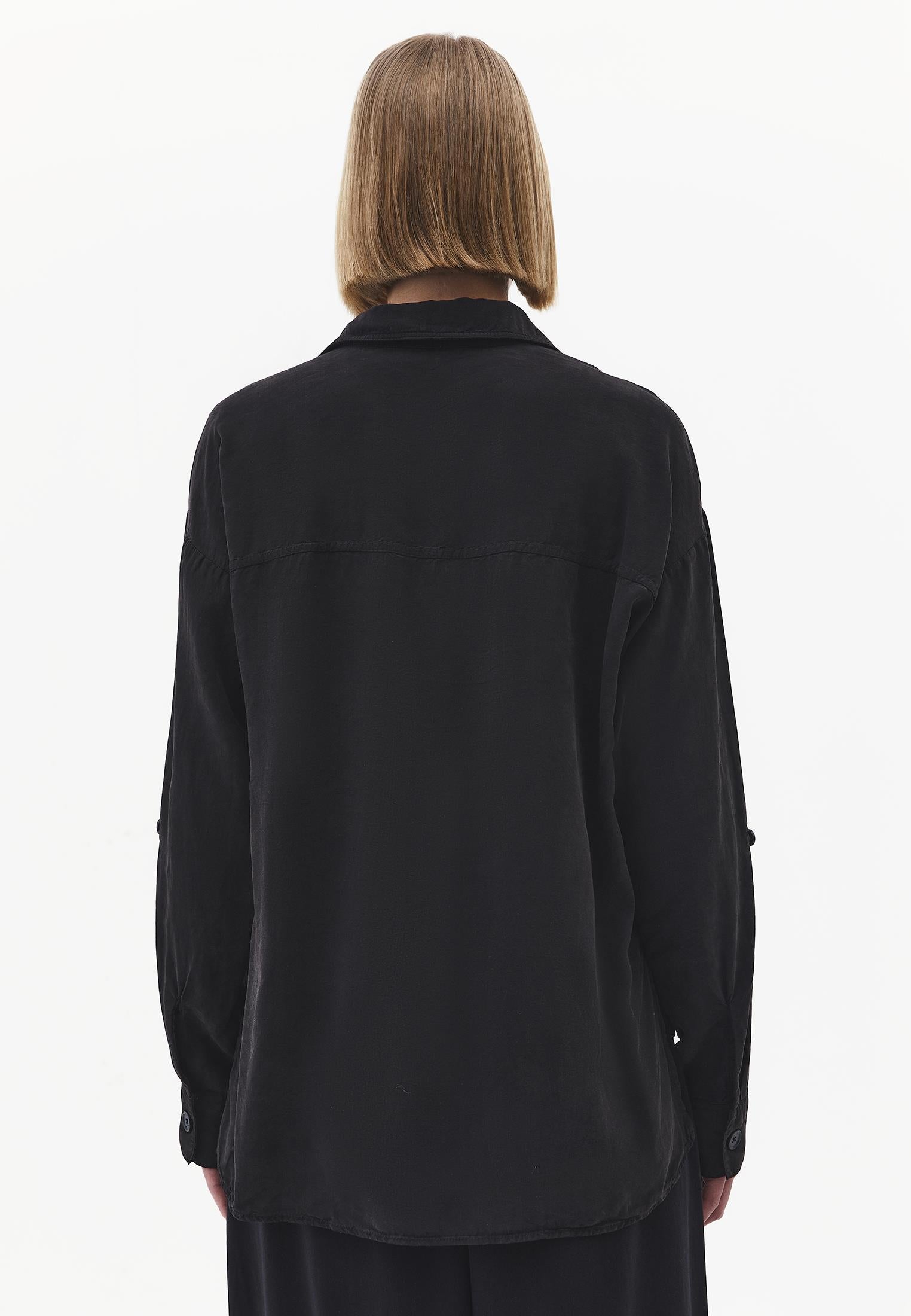 Oversize Pocketed Shirt - BLACK