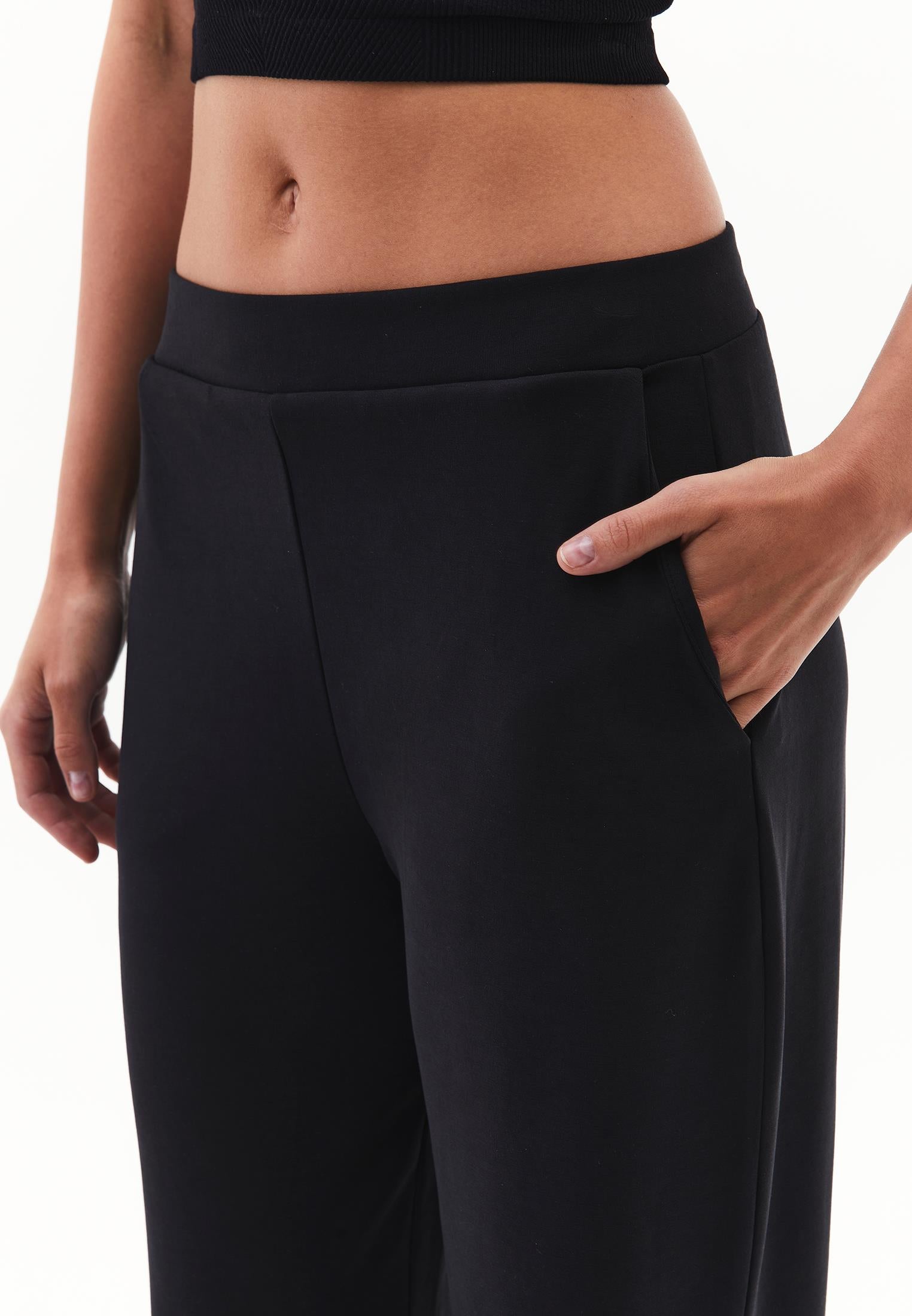 High Waist Standard Straight Leg Pants - BLACK