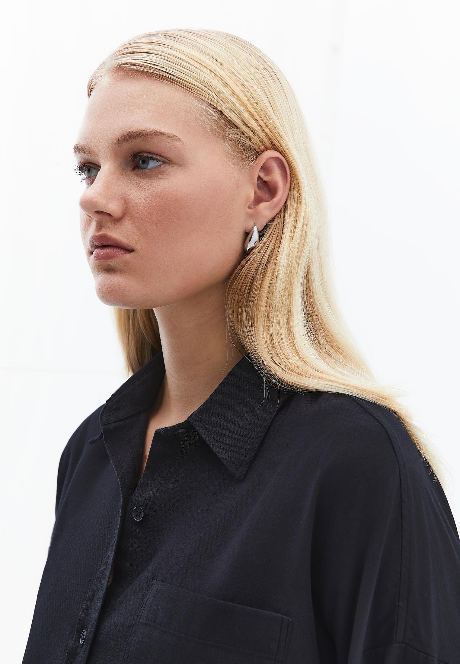 Oversize Long Sleeve Shirt With Pocket Detail - BLACK