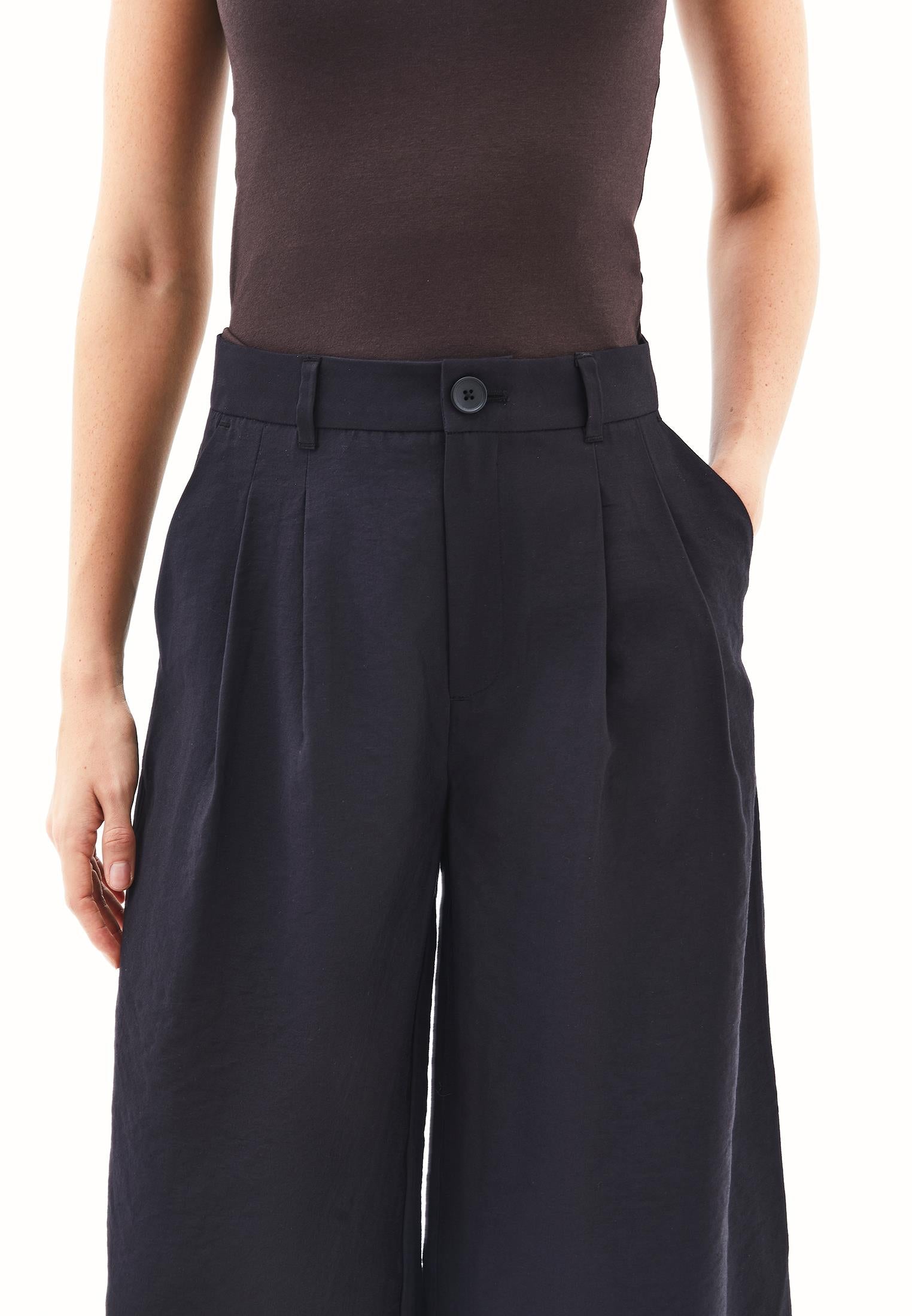 High Waist Wide Leg Pants - BLACK