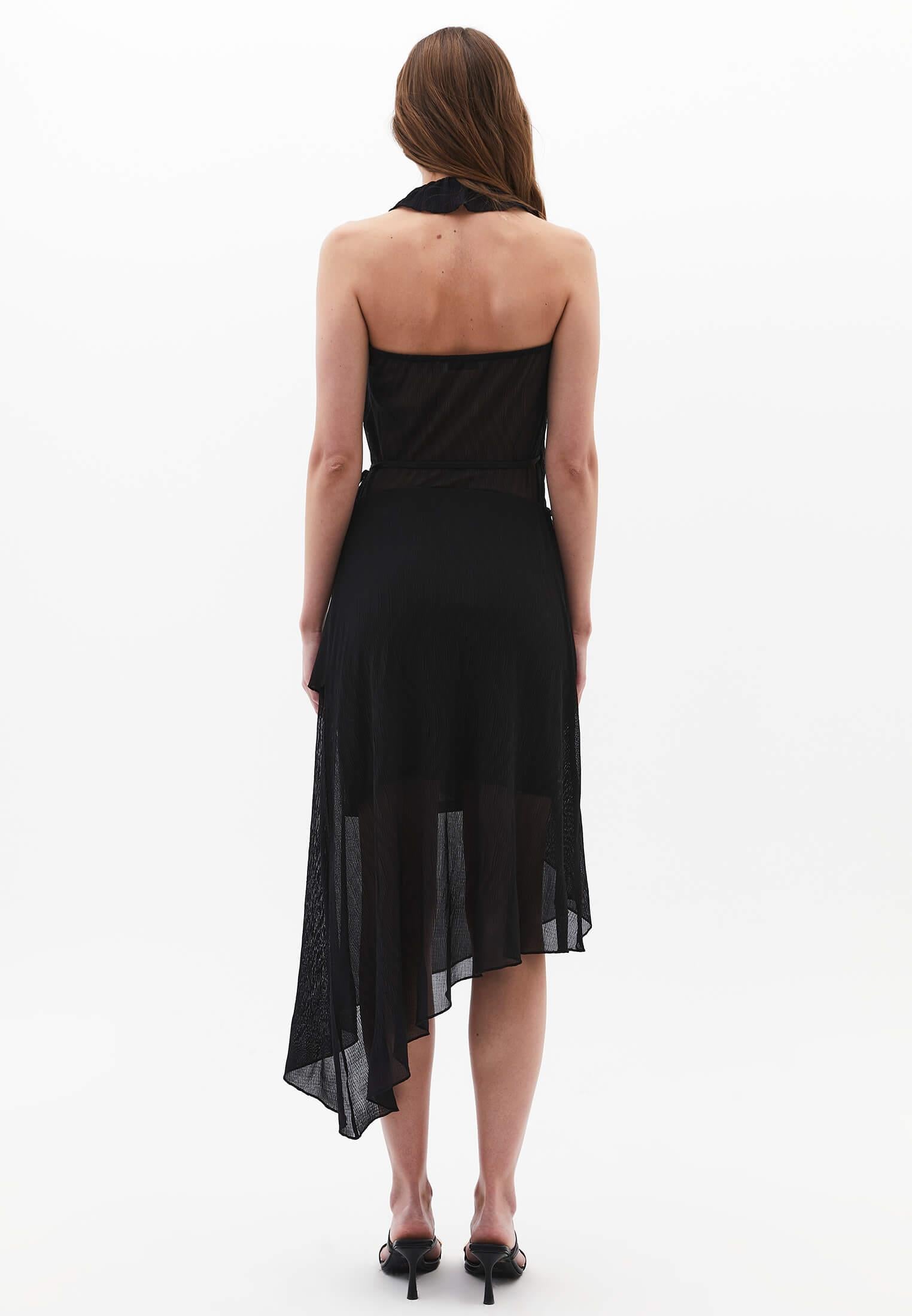 Wrap High Waist Maxi Skirt - BLACK