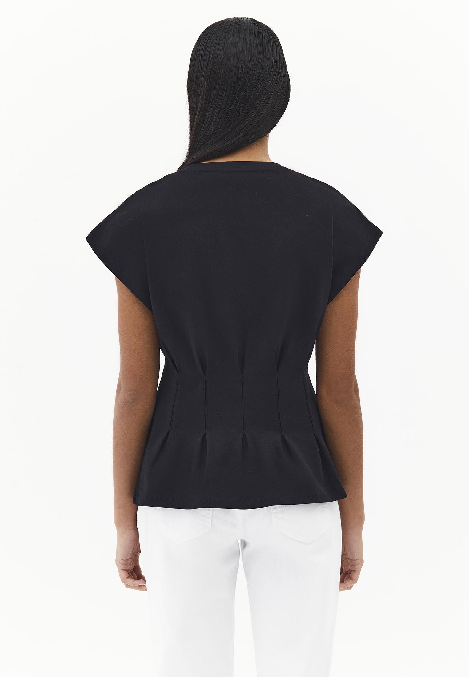 Crew Neck Short Sleeve Standard T-Shirt - BLACK