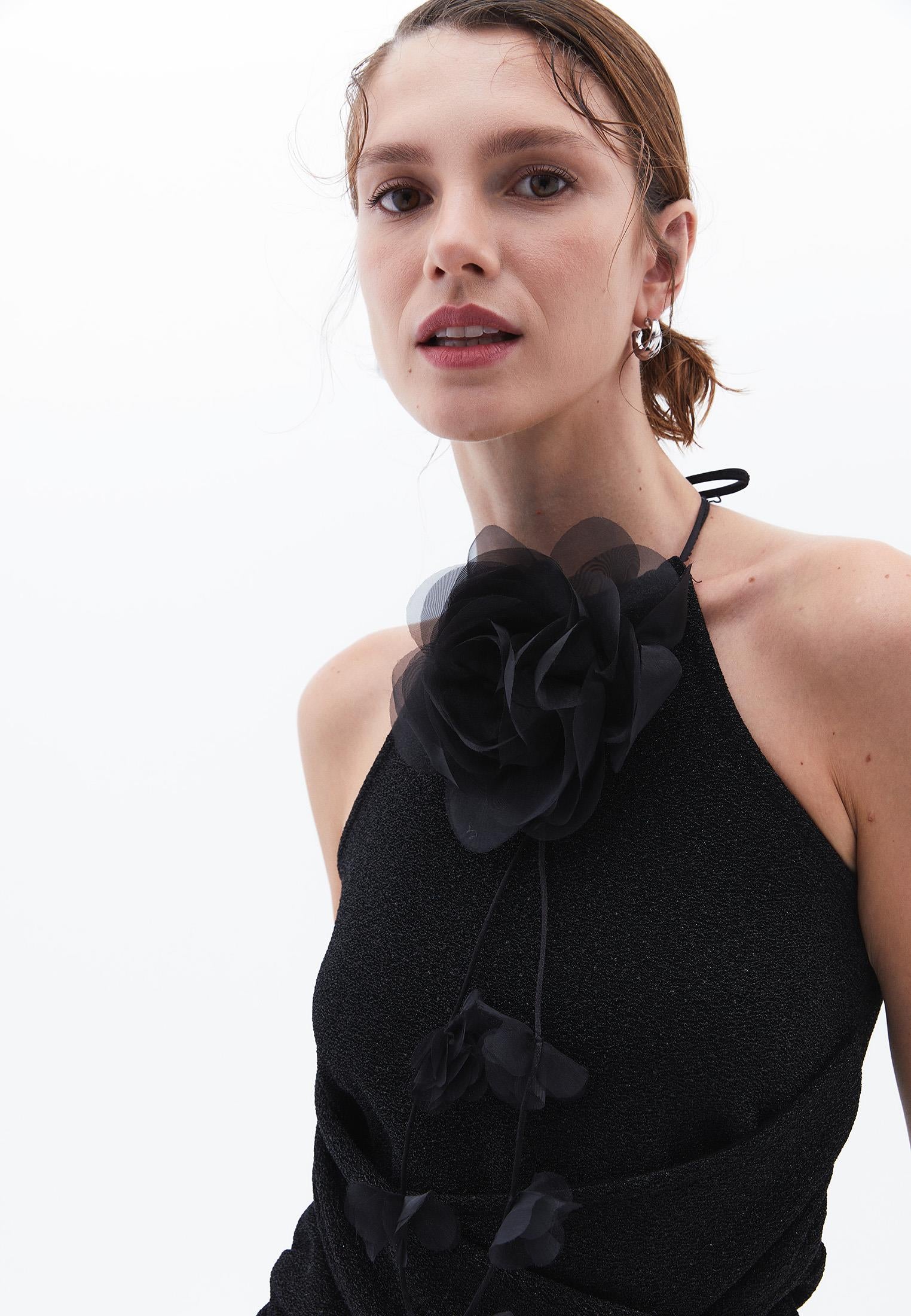Halter Neck Tank Top - BLACK