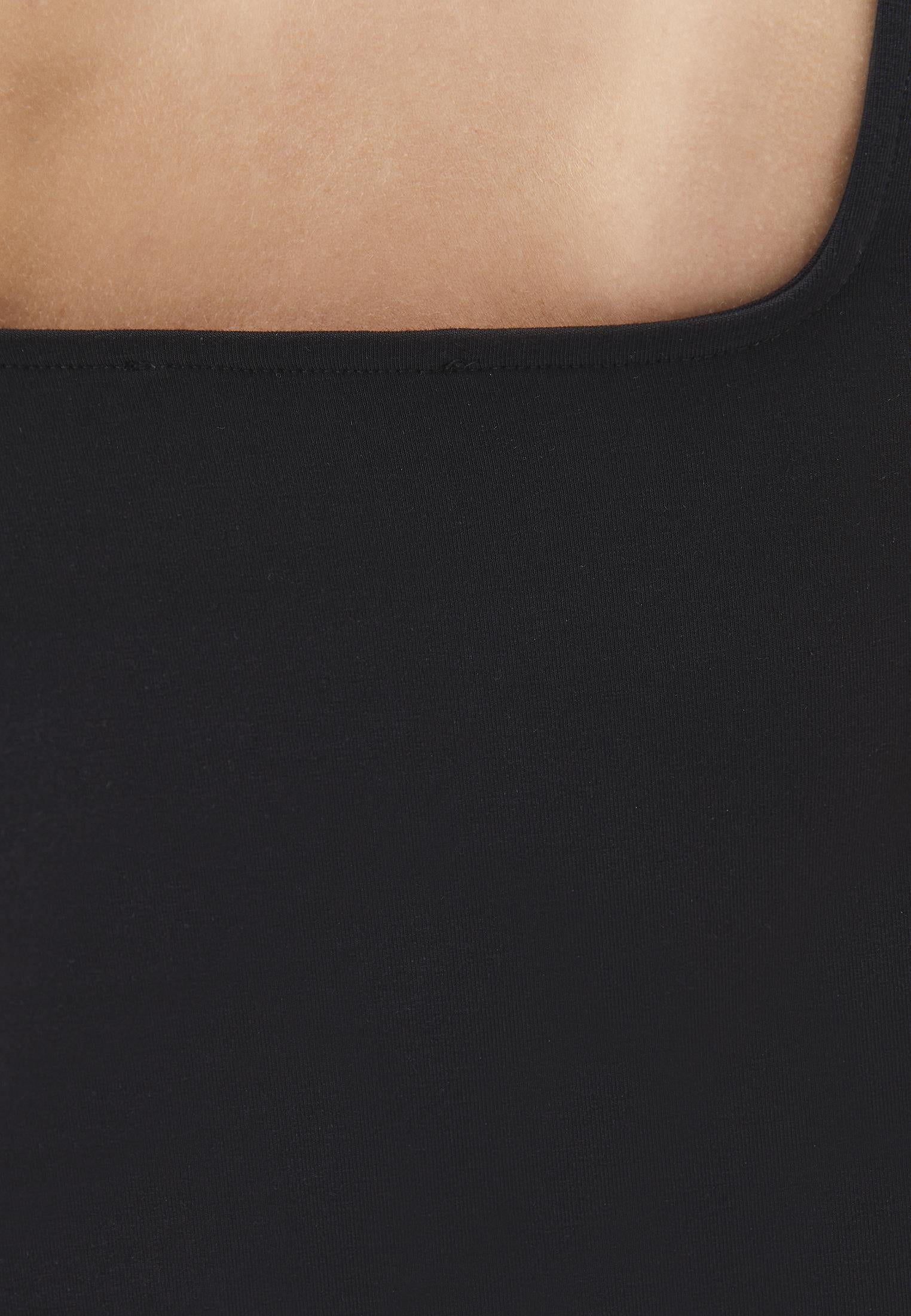 Square Neck Bodycon Tank Top - BLACK