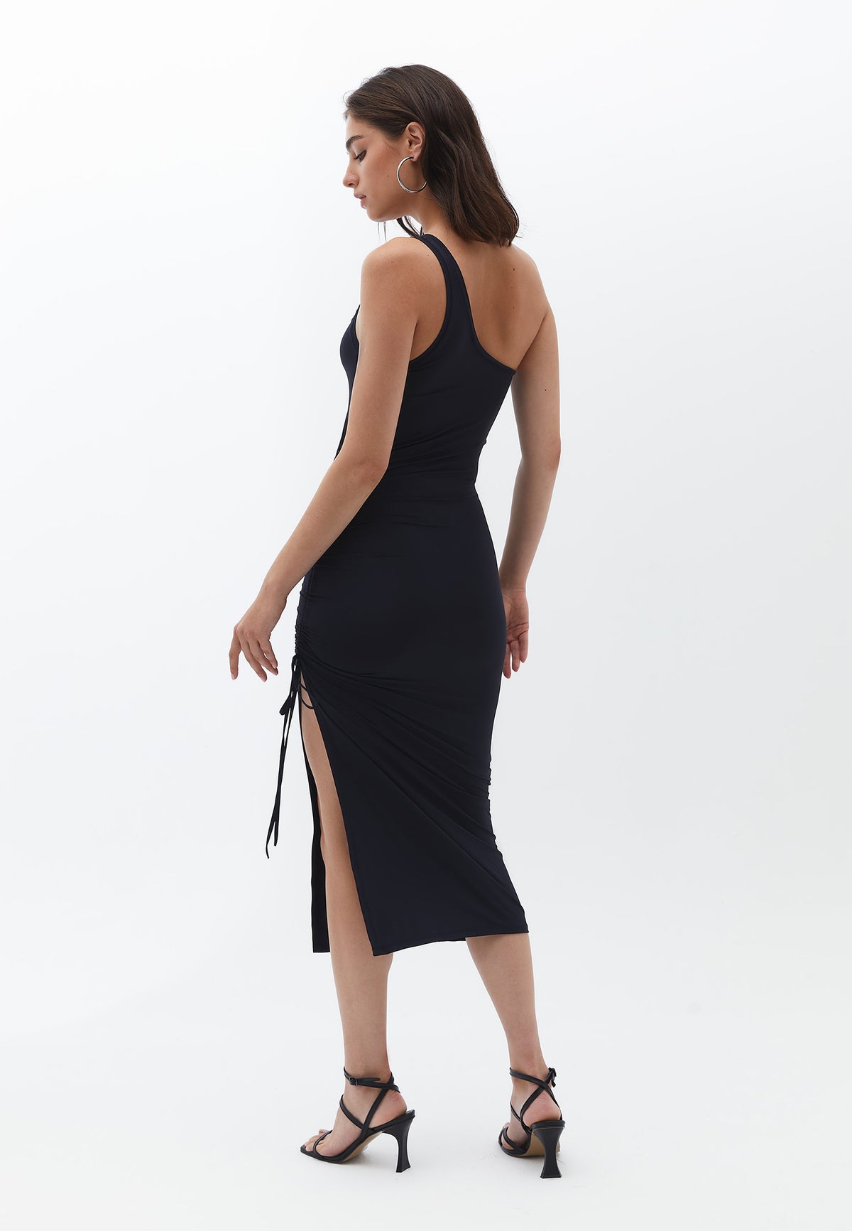 One Shoulder Long Dress - BLACK