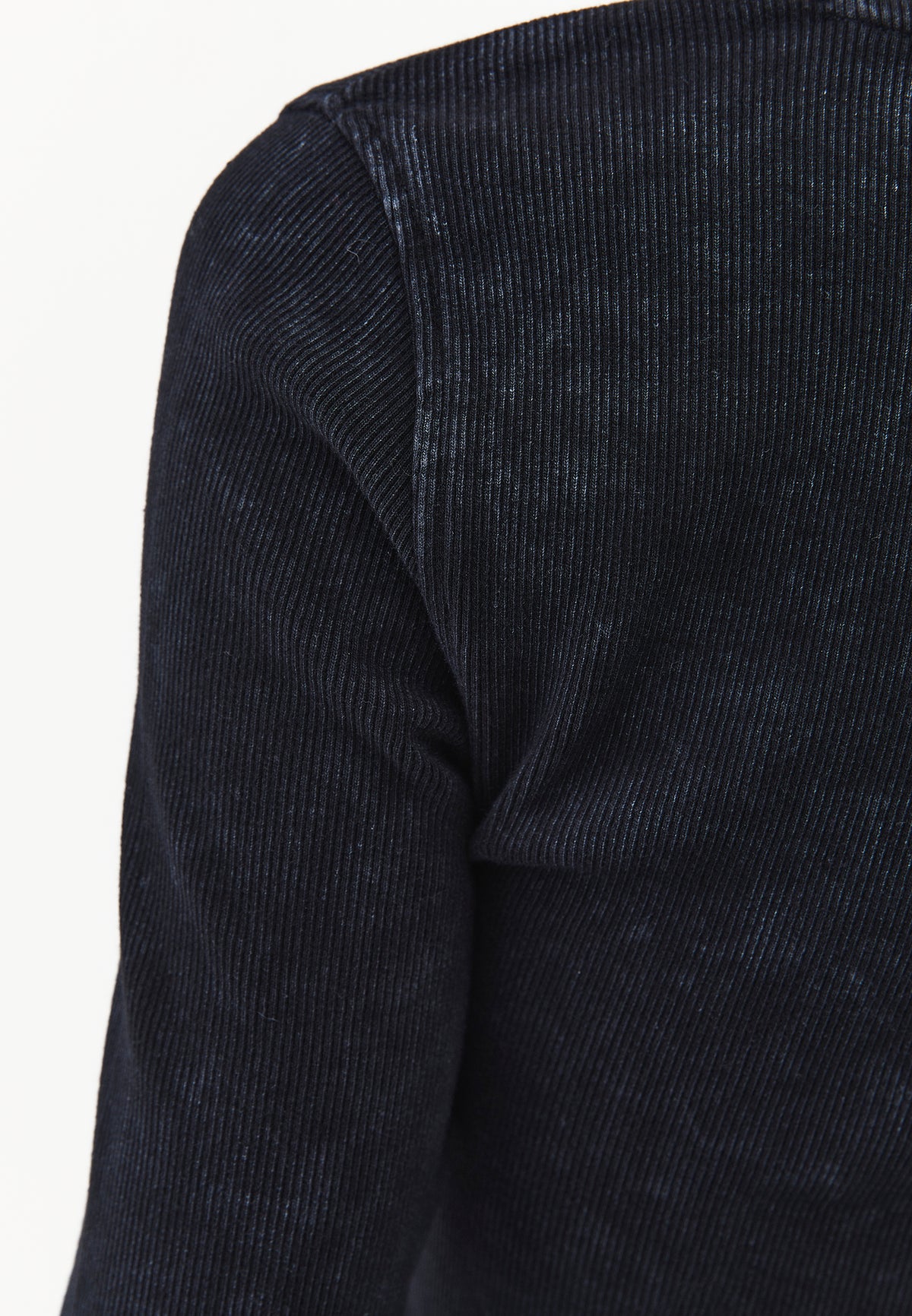 Crew Neck Long Sleeve Bodycon T-Shirt - BLACK