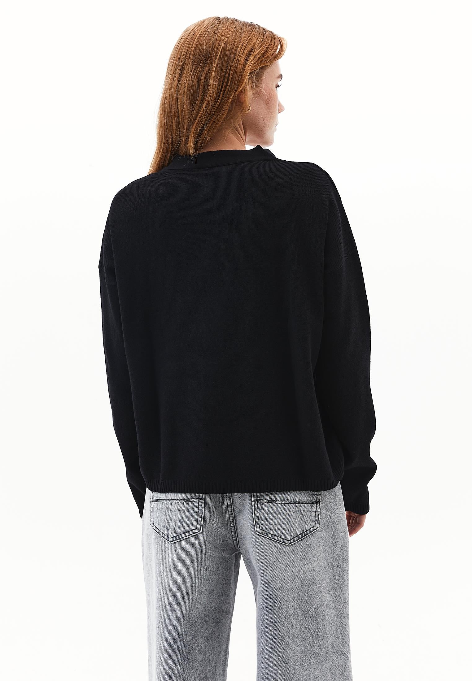 Viscose V-Neck Cardigan - BLACK