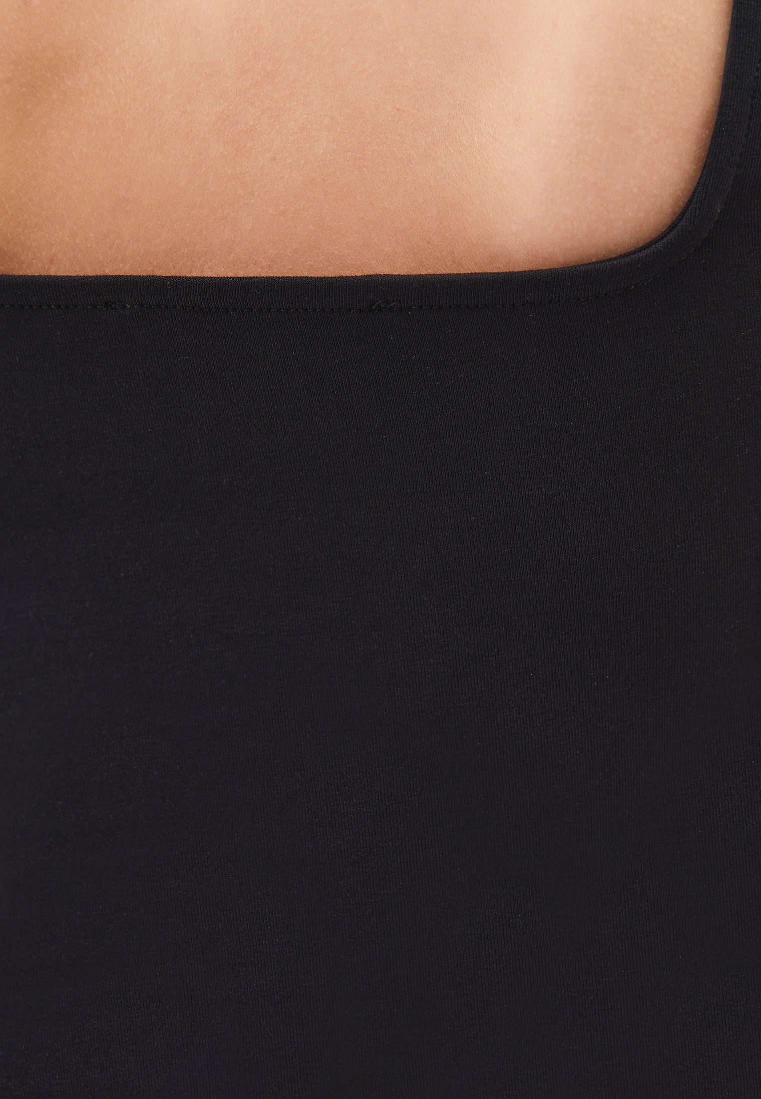 Square Neck Bodycon Tank Top - BLACK