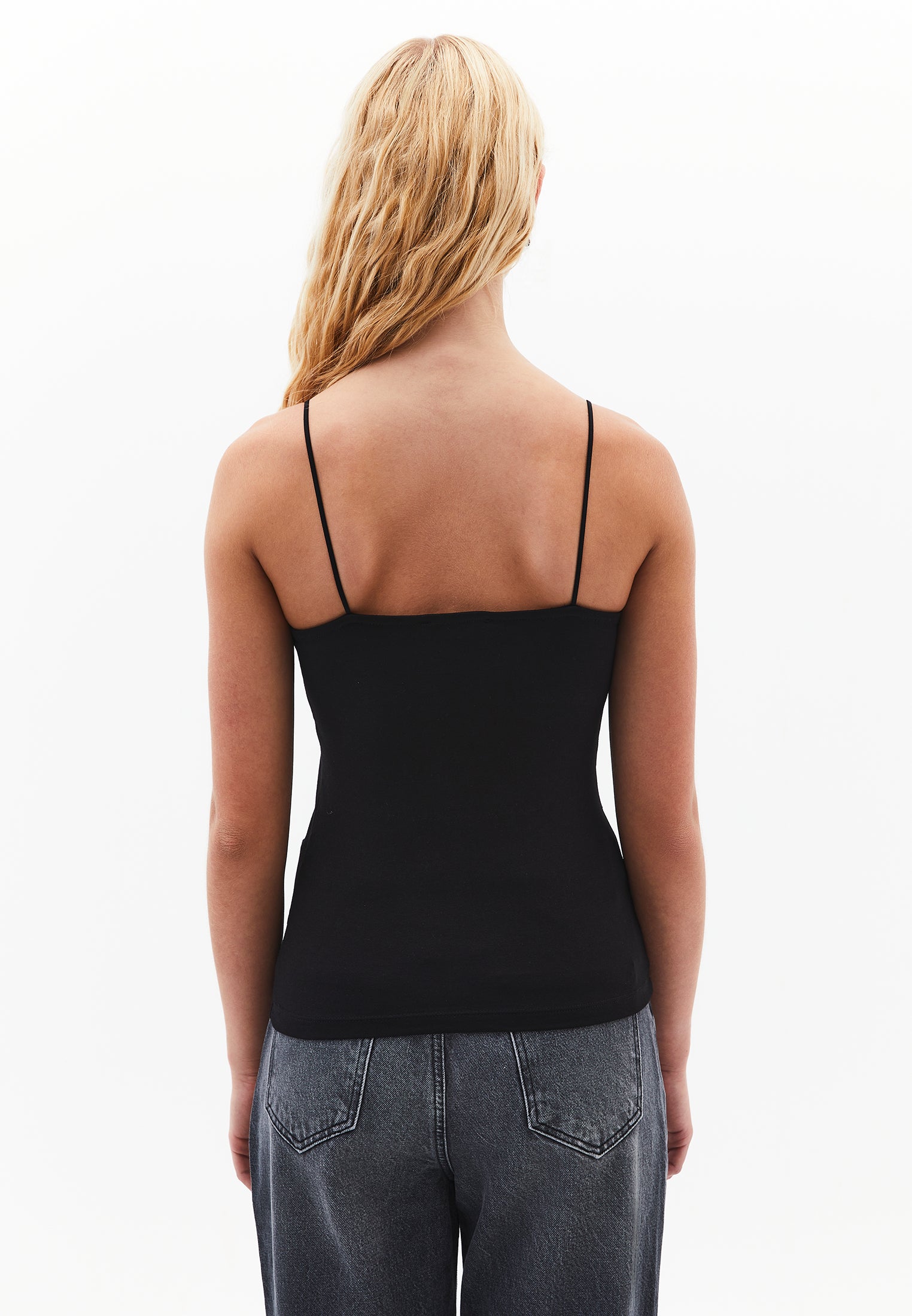 Wide Neck Bodycon Tank Top - BLACK