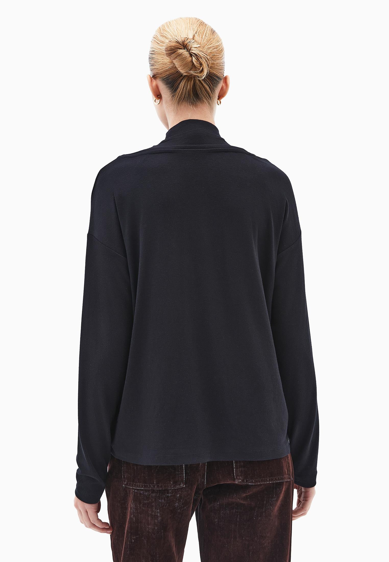 High Neck Oversize T-Shirt - BLACK