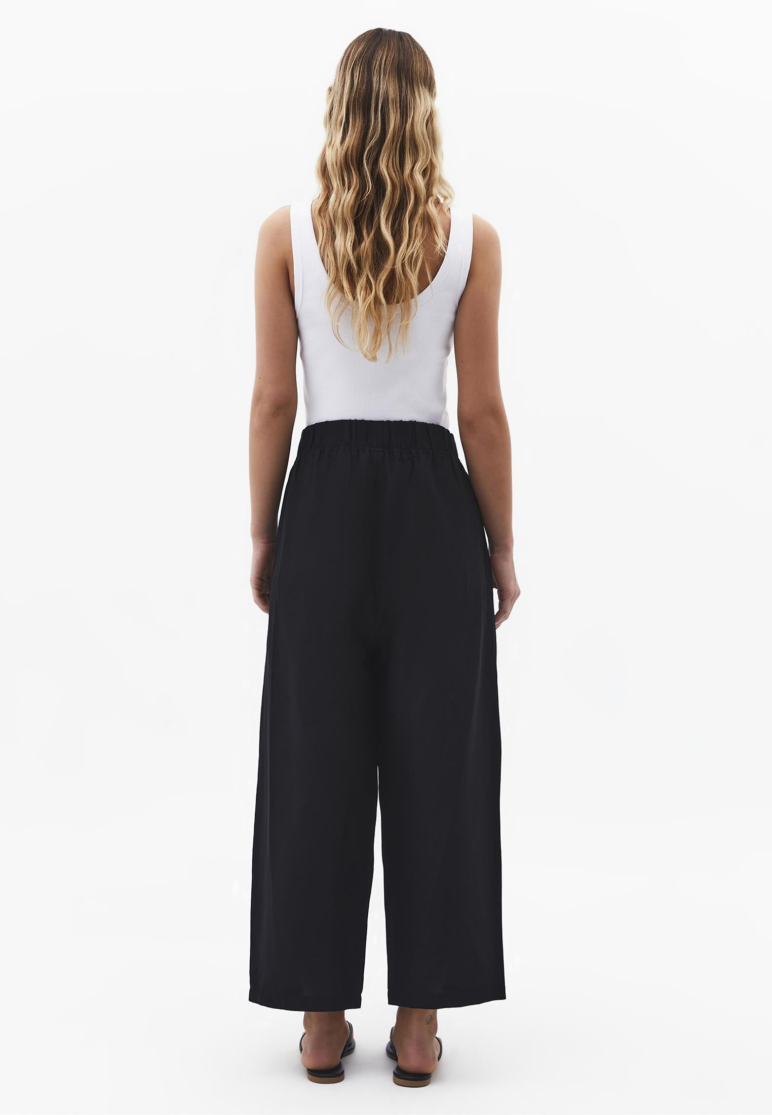 Balloon Form Elastic High Waist Carrot Pants - BLACK