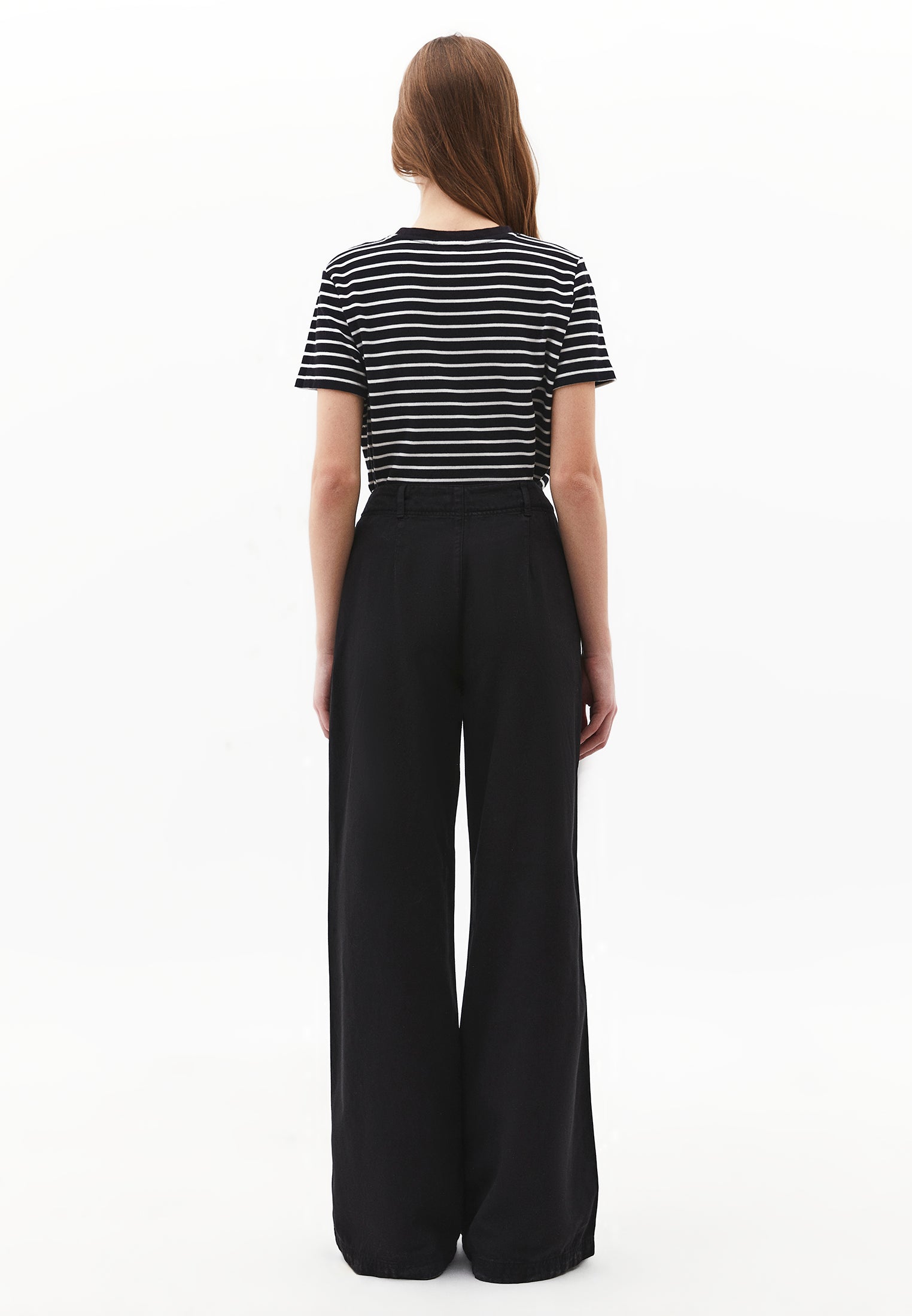 Wide Leg High Waist Pants - BLACK