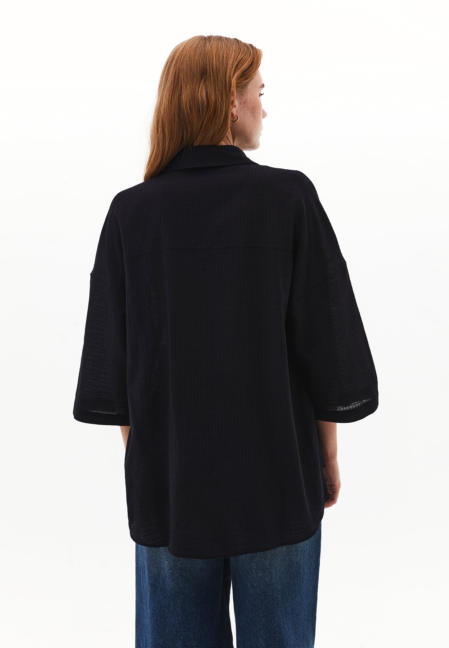 Shirt Collar Oversize Button Detailed Standard Shirt - BLACK