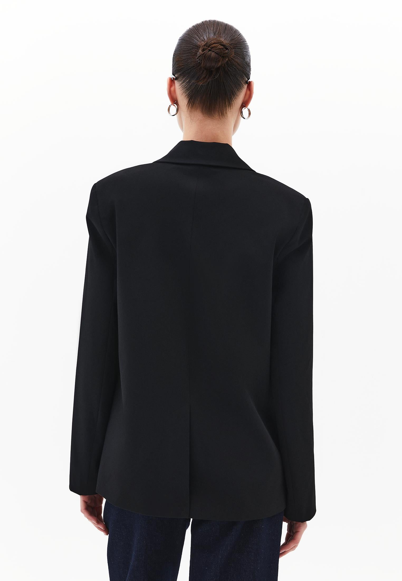 Oversize Blazer With Button Details - BLACK