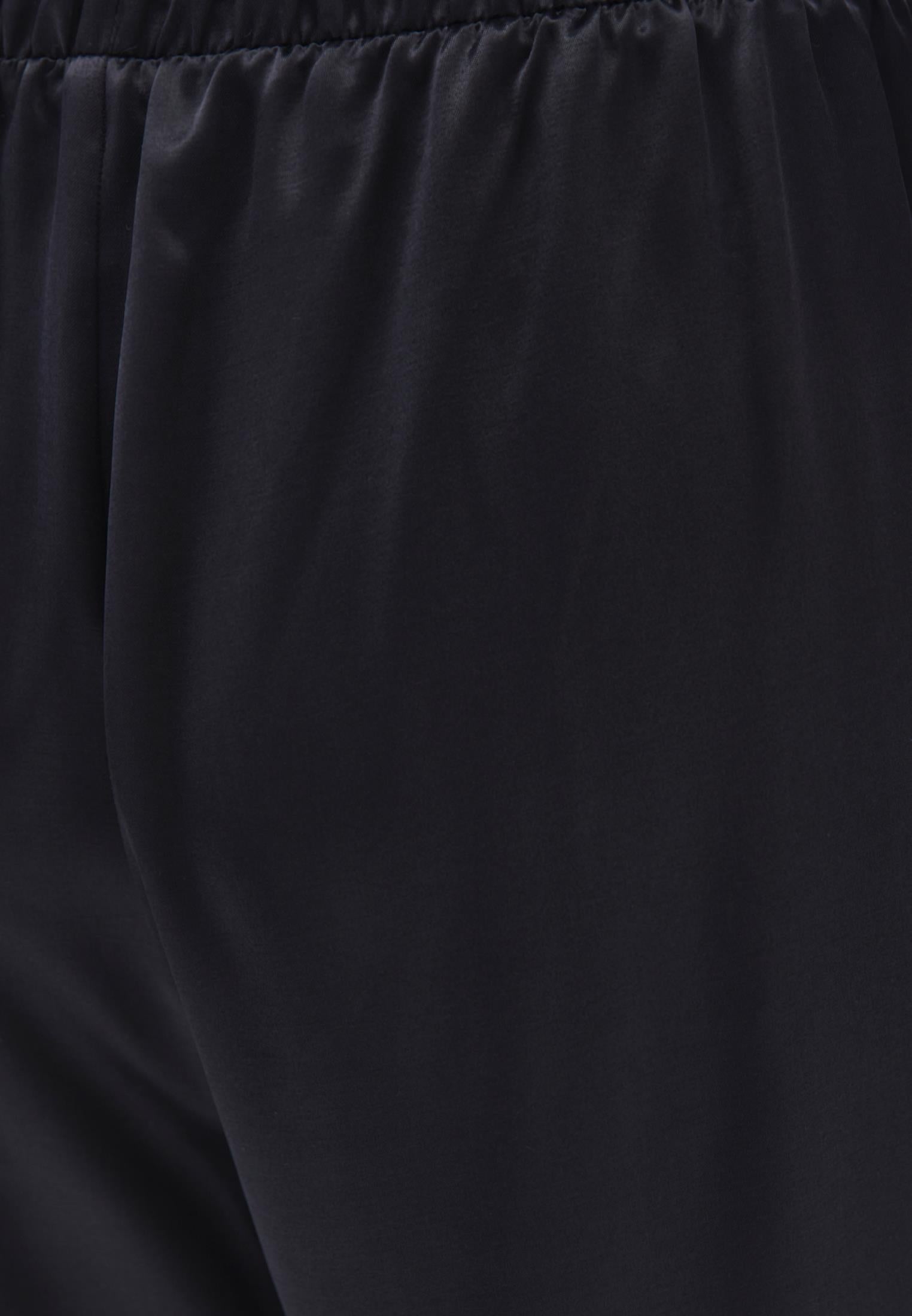 Wide Leg High Waist Elastic Waistband Trouser - BLACK