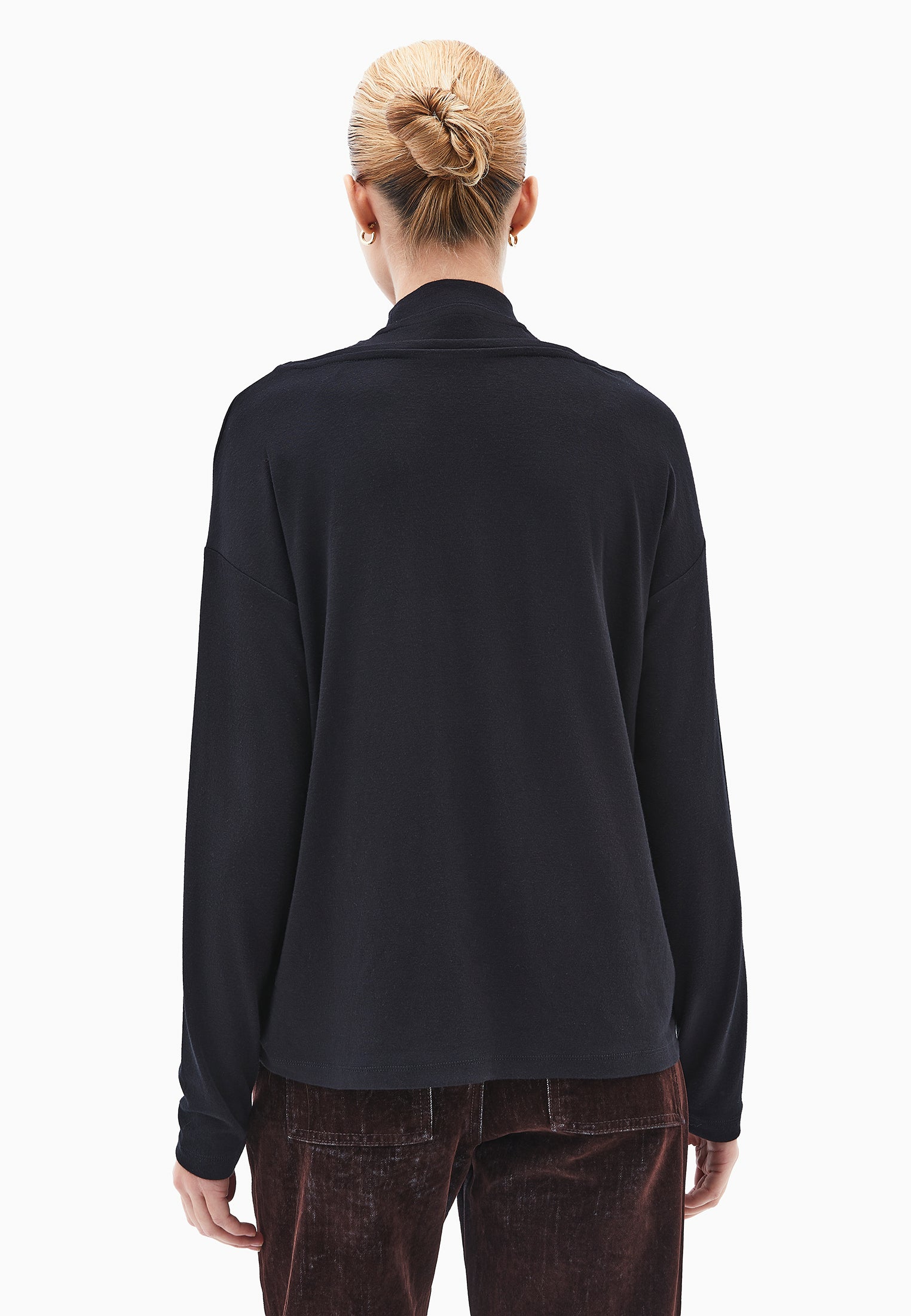 High Neck Oversize T-Shirt - BLACK