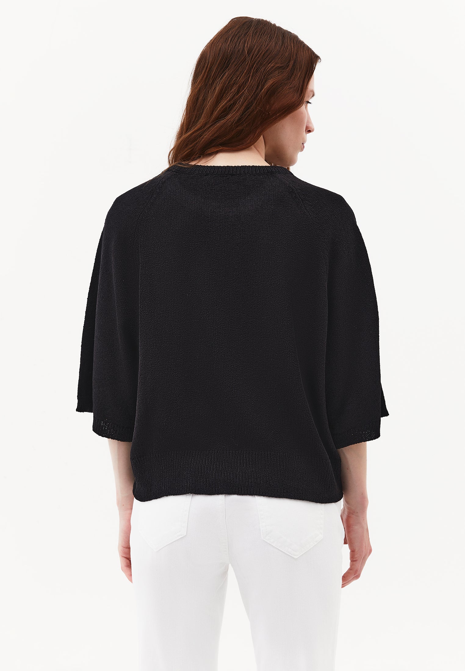 Crew Neck Raglan Sleeve Sweater - BLACK
