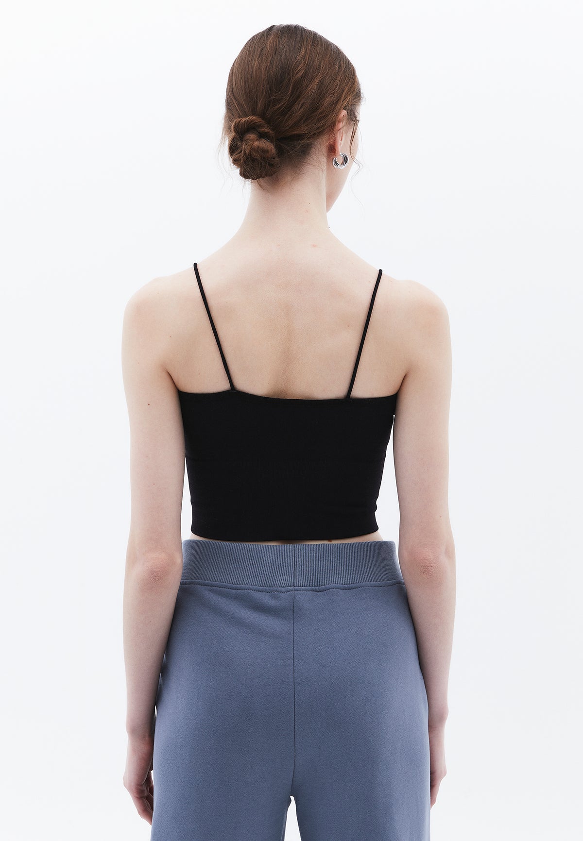 Seamless V Neck Tank Top - BLACK