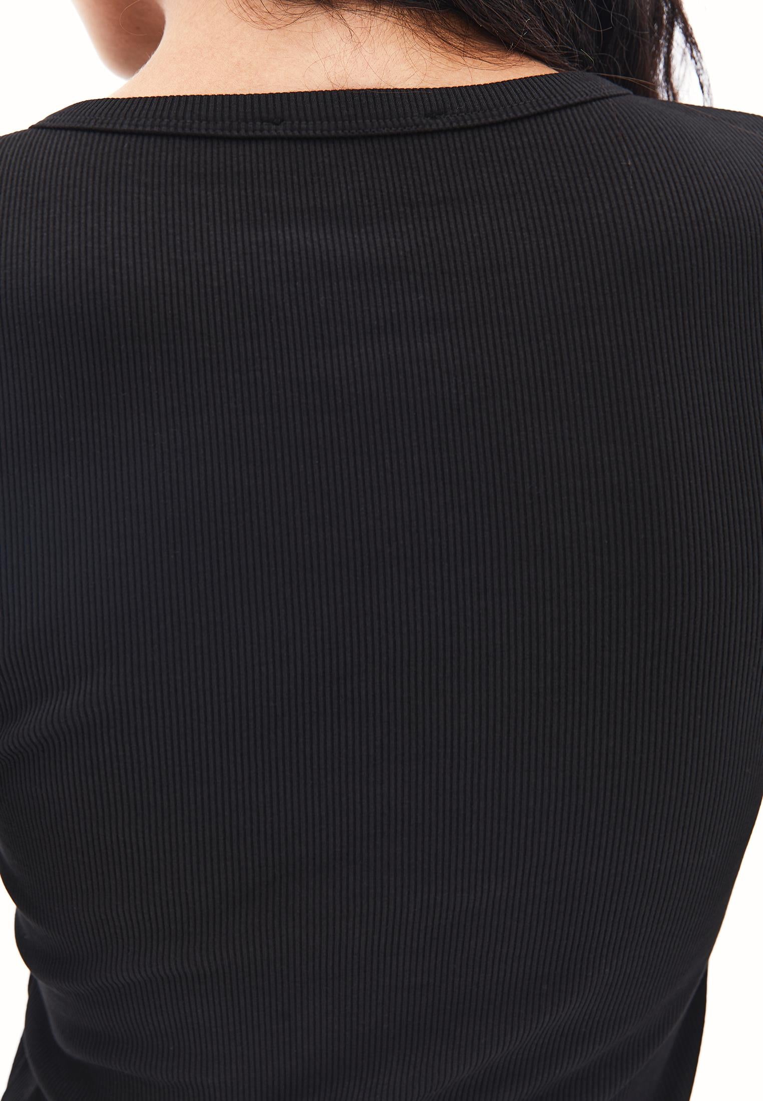 Crew Neck Long Sleeve T-Shirt - BLACK