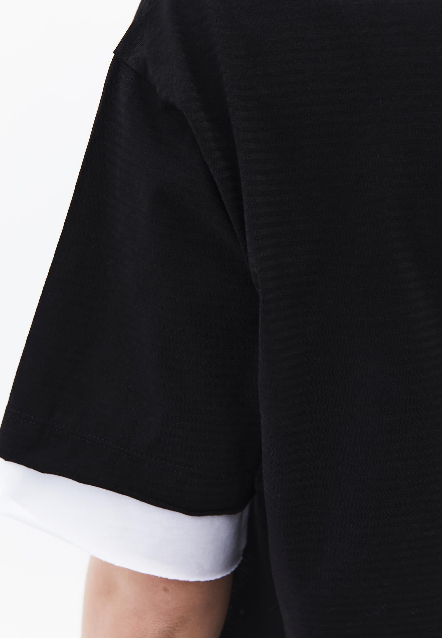 Cropped Crew Neck T-Shirt - BLACK