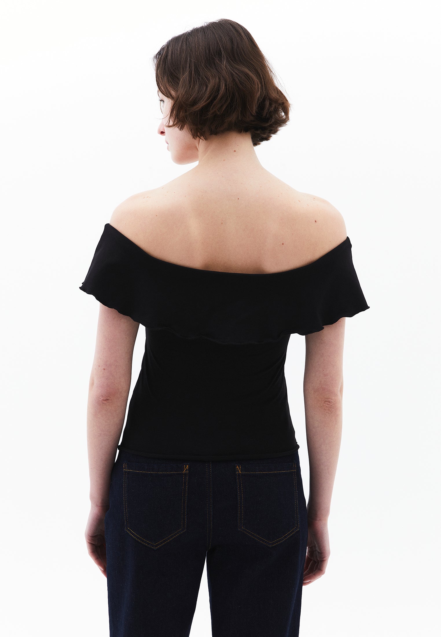 Off Shoulder Modal Blouse - BLACK