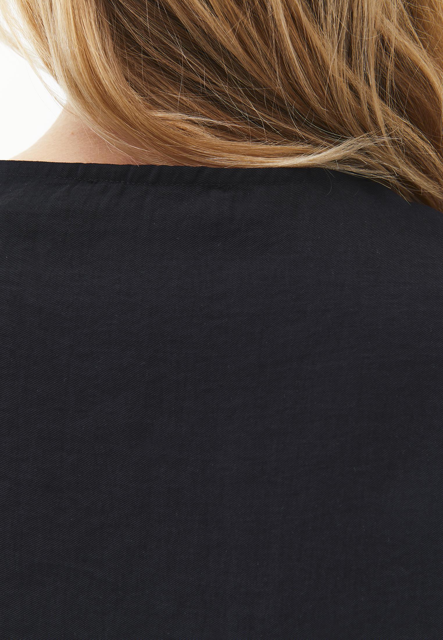 Loose Blouse With Boat Neck And Button Details - BLACK