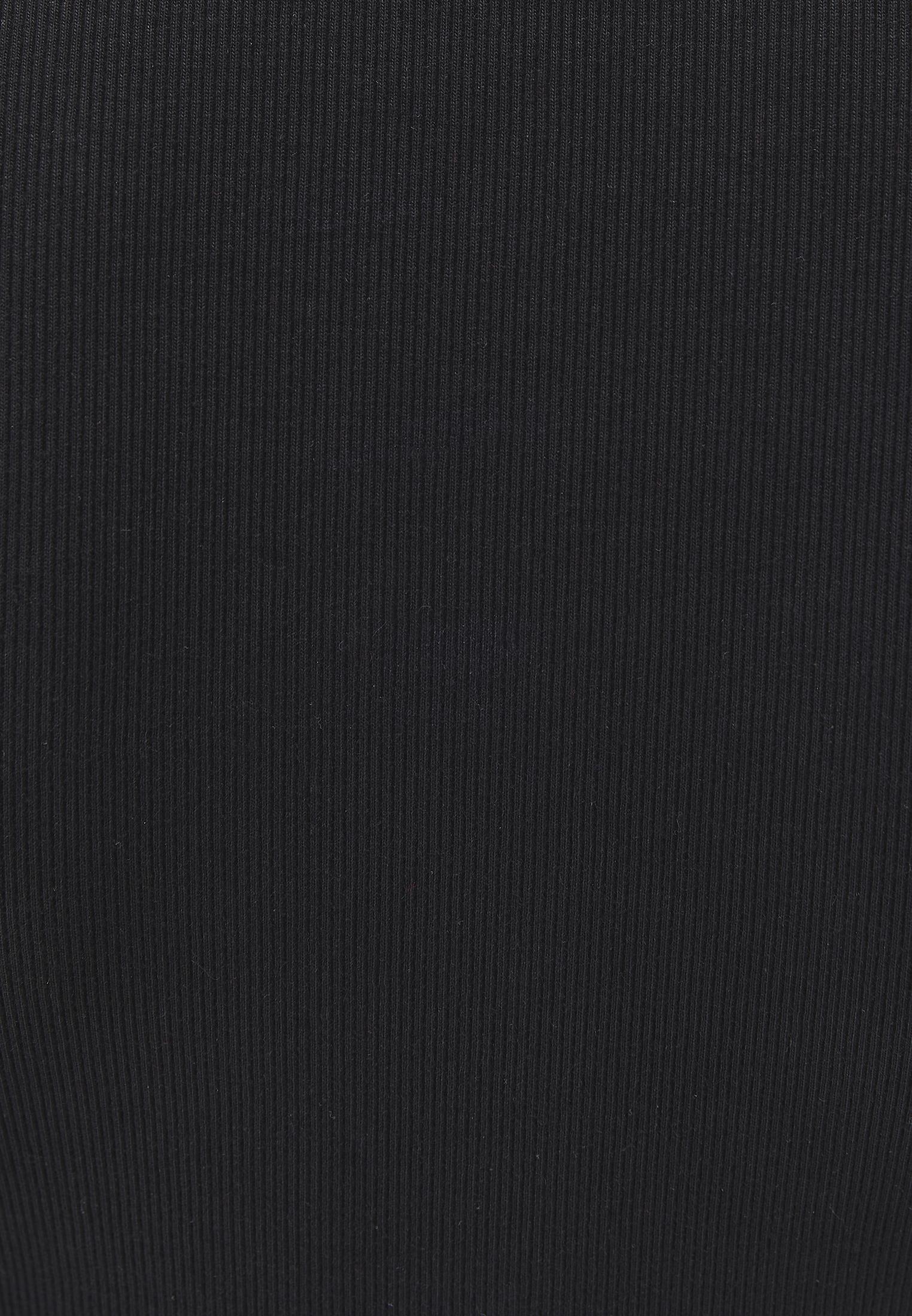 Polo Collar Long Sleeve Bodycon T-Shirt - BLACK