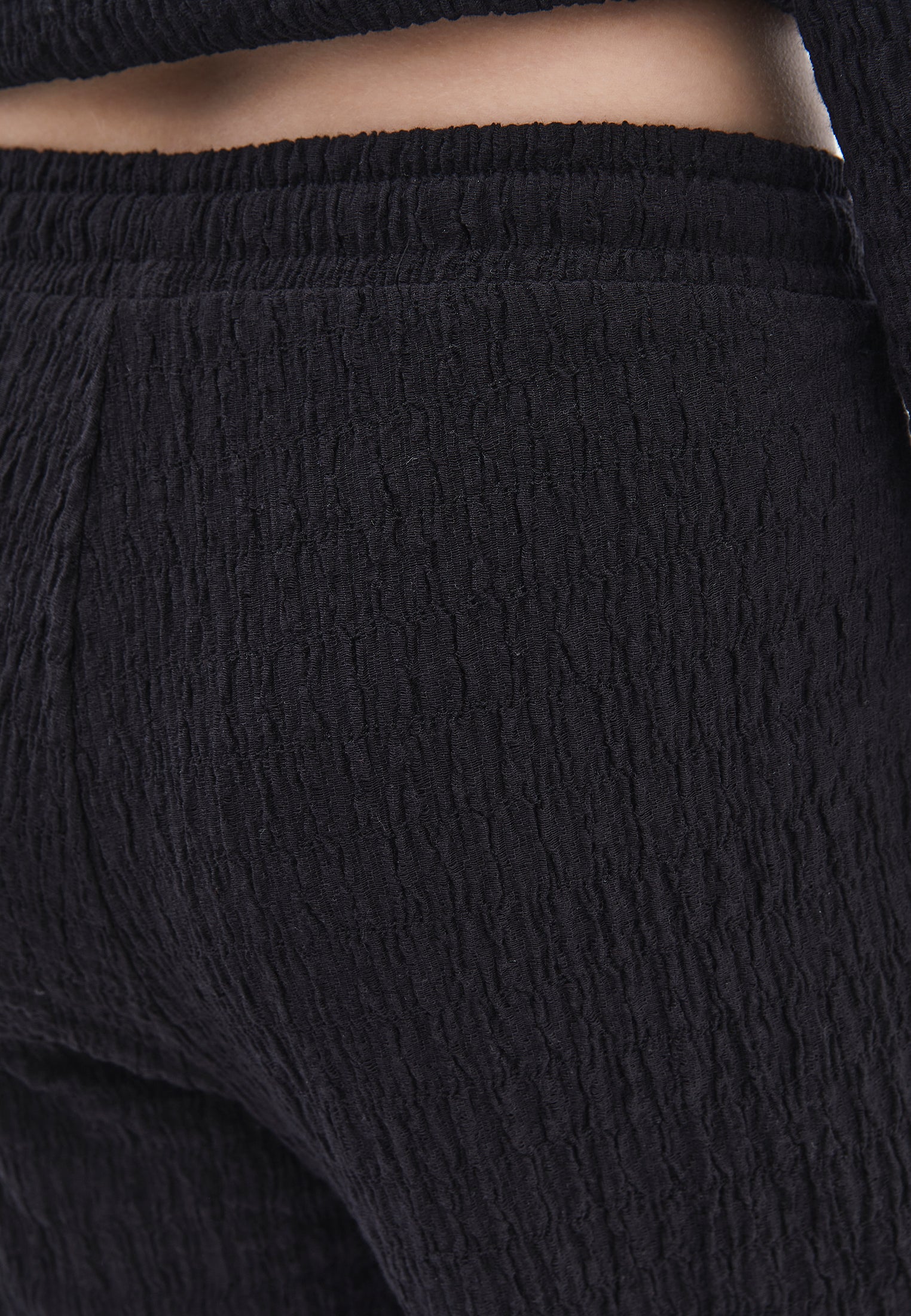 Wide Leg Cotton Pants - BLACK