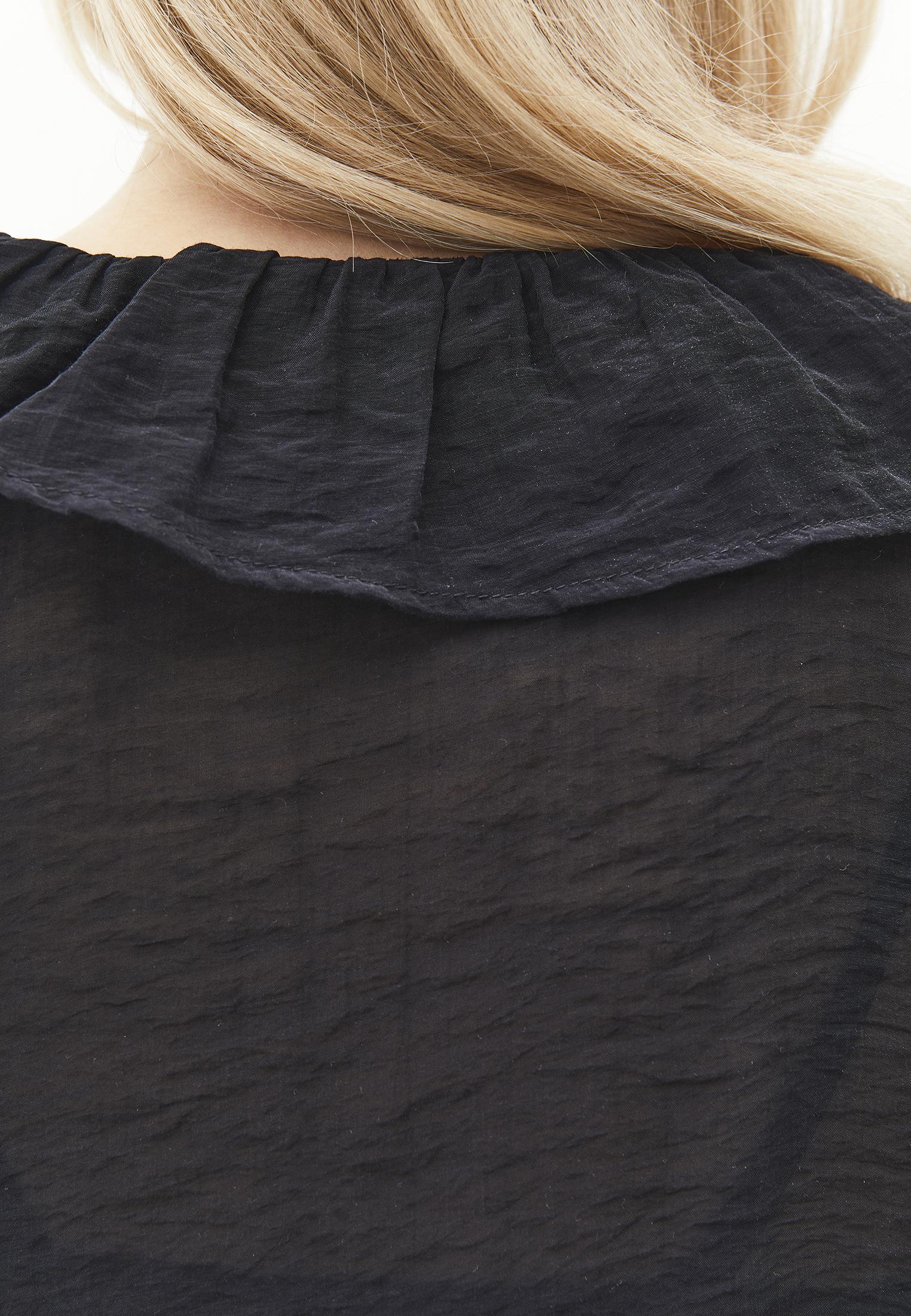 Ruffle Detail Buttoned Blouse - BLACK