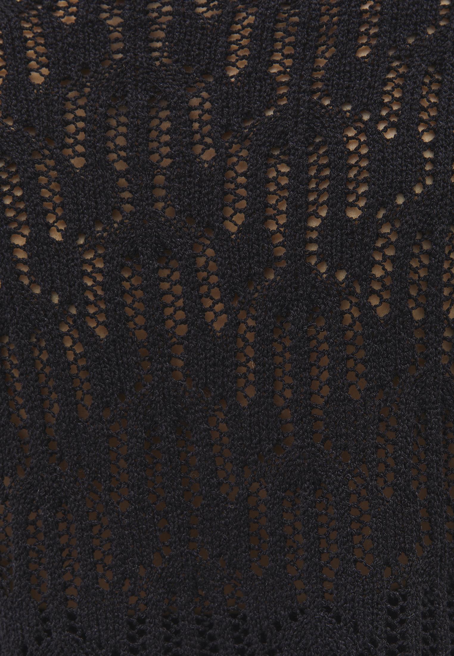 Openwork Boat Neck Sweater - BLACK
