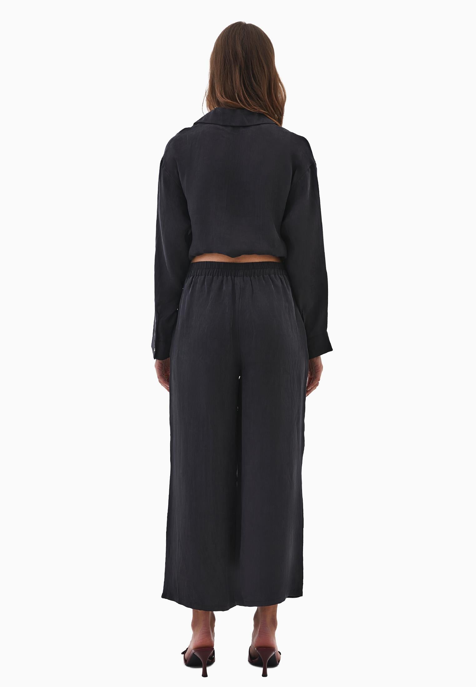 Ultra High Waist Straight Pants - BLACK