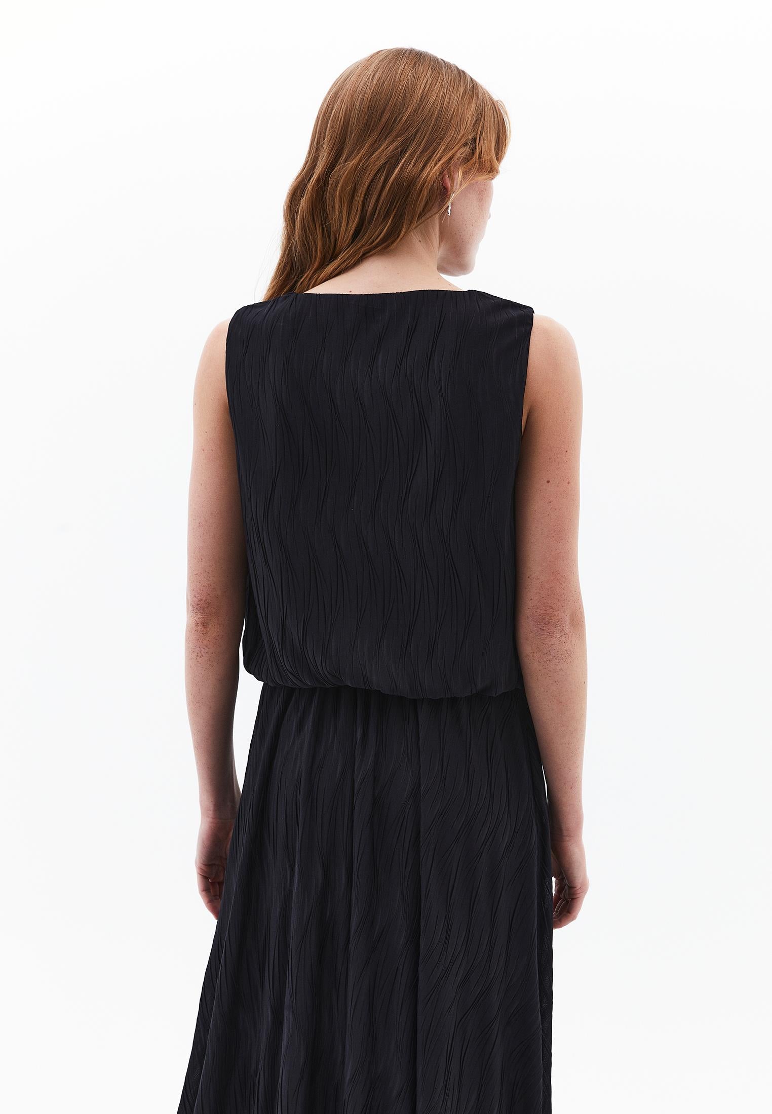 Oversize Sleeveless Crew Neck Blouse - BLACK