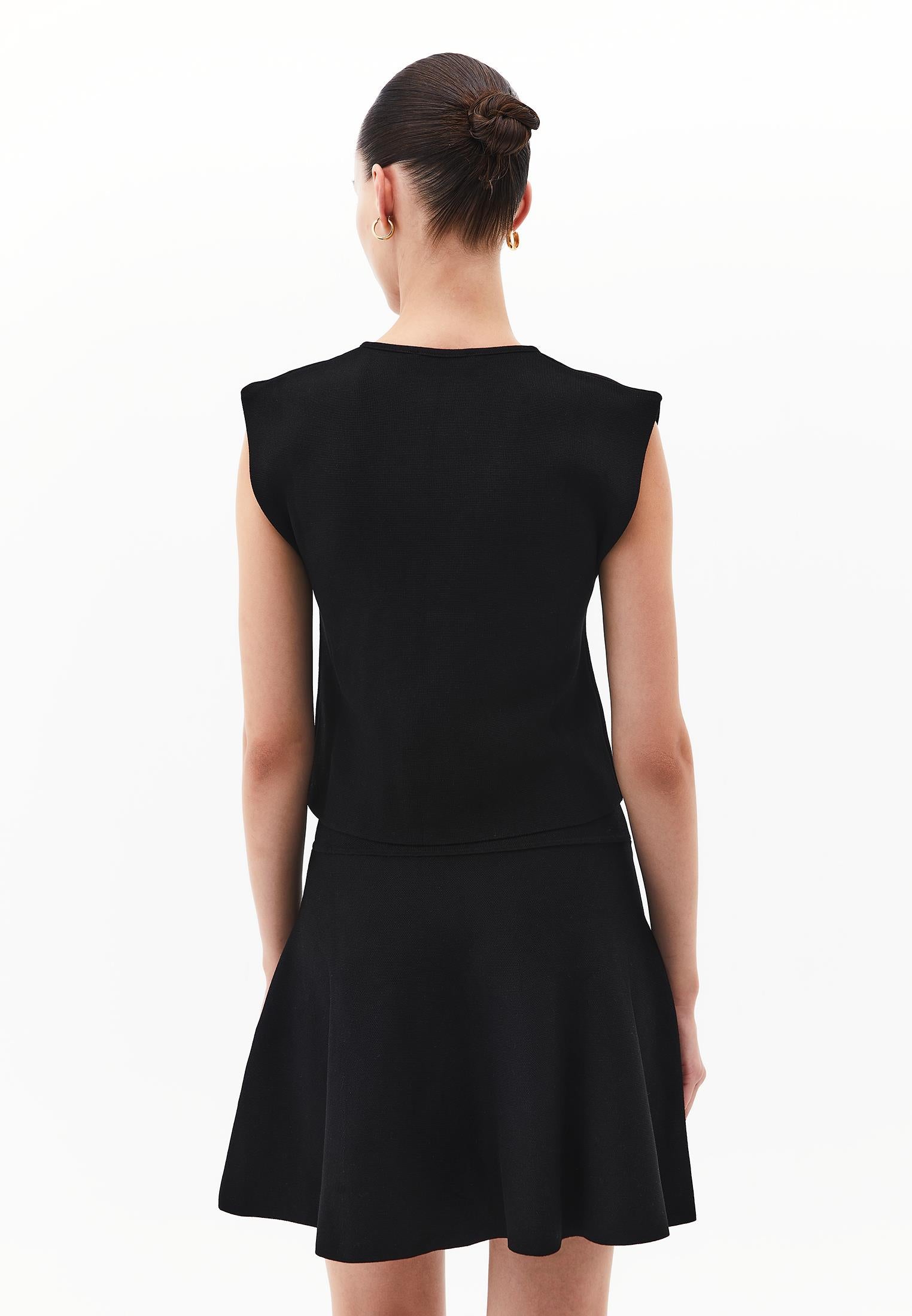 Midi Relaxed Fit Button Detailed Vest - BLACK