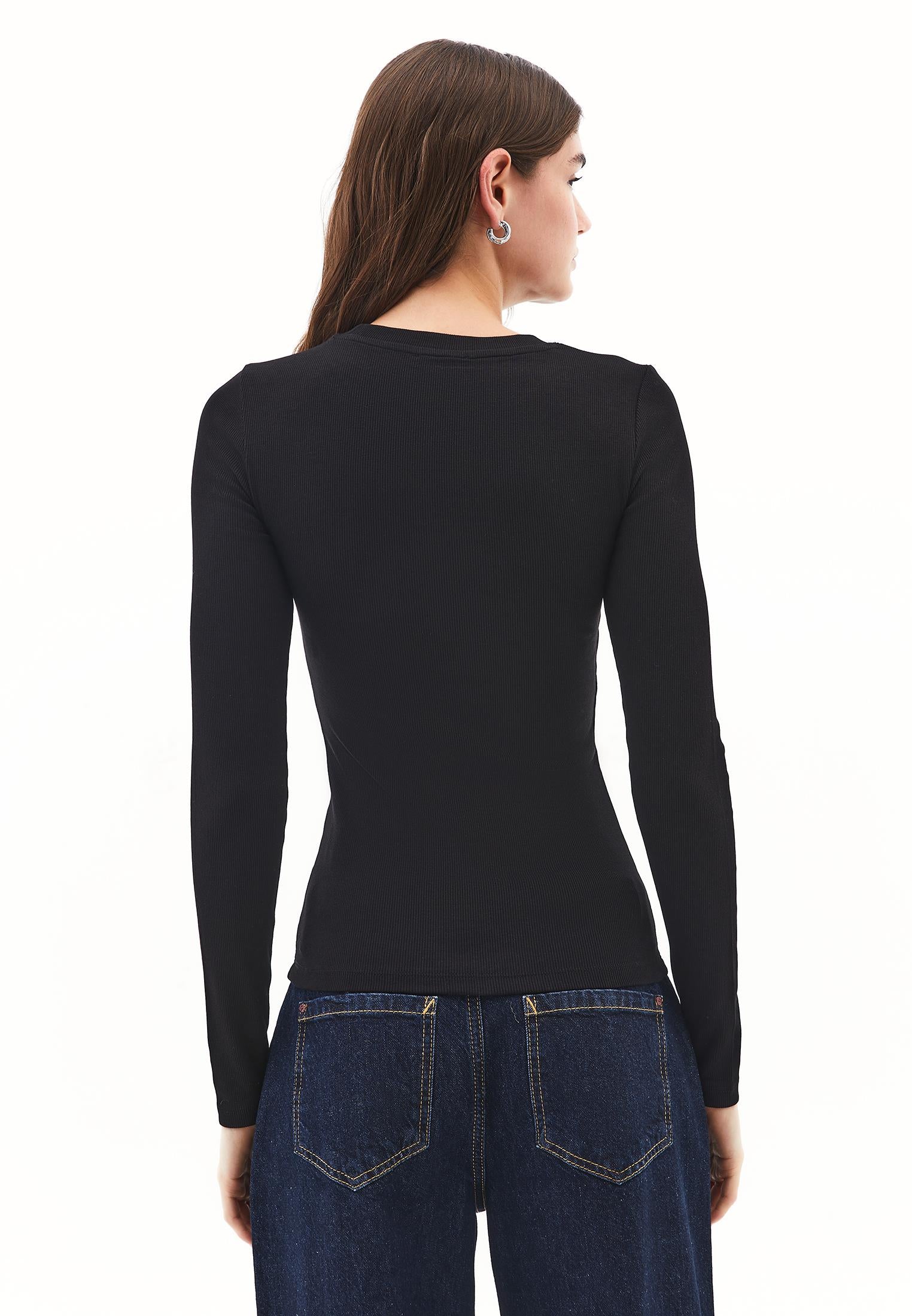 Bodycon Crew Neck T-Shirt - BLACK
