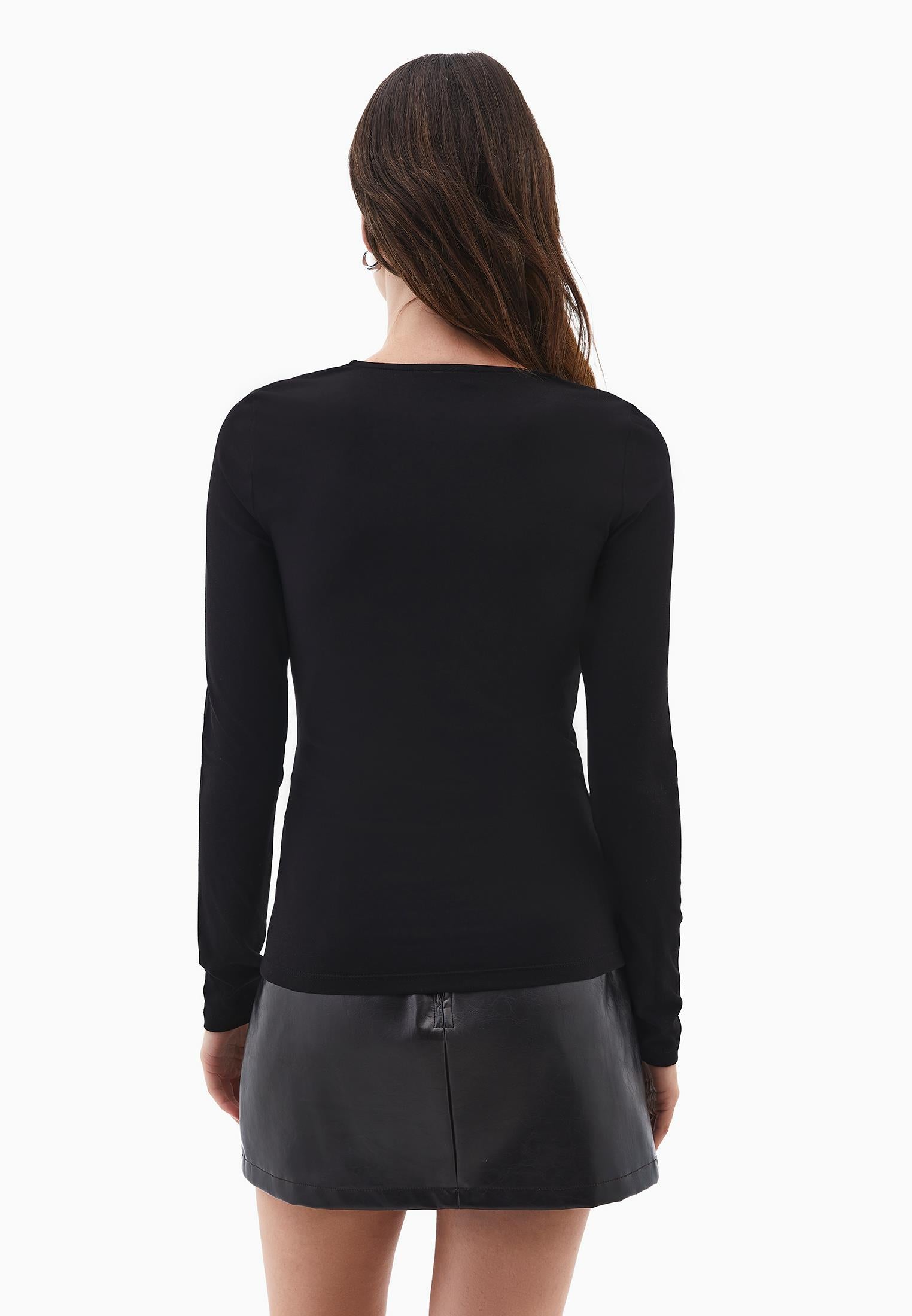 Square Neck T-Shirt - BLACK