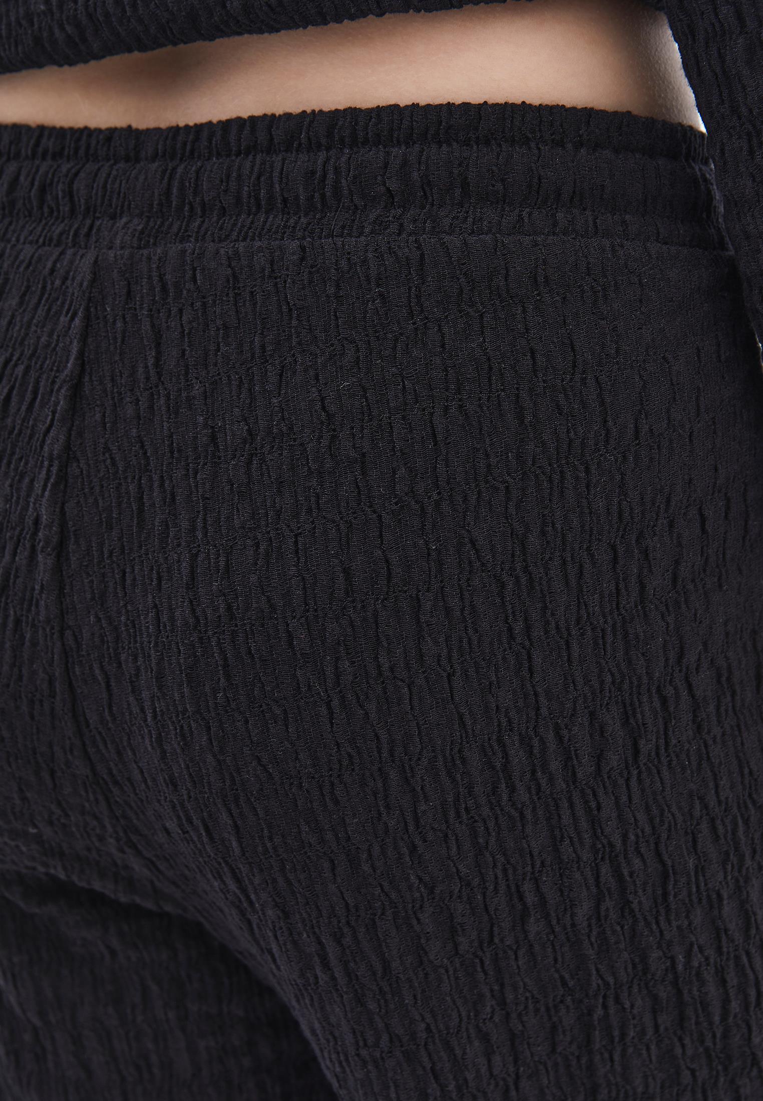 Wide Leg Cotton Pants - BLACK