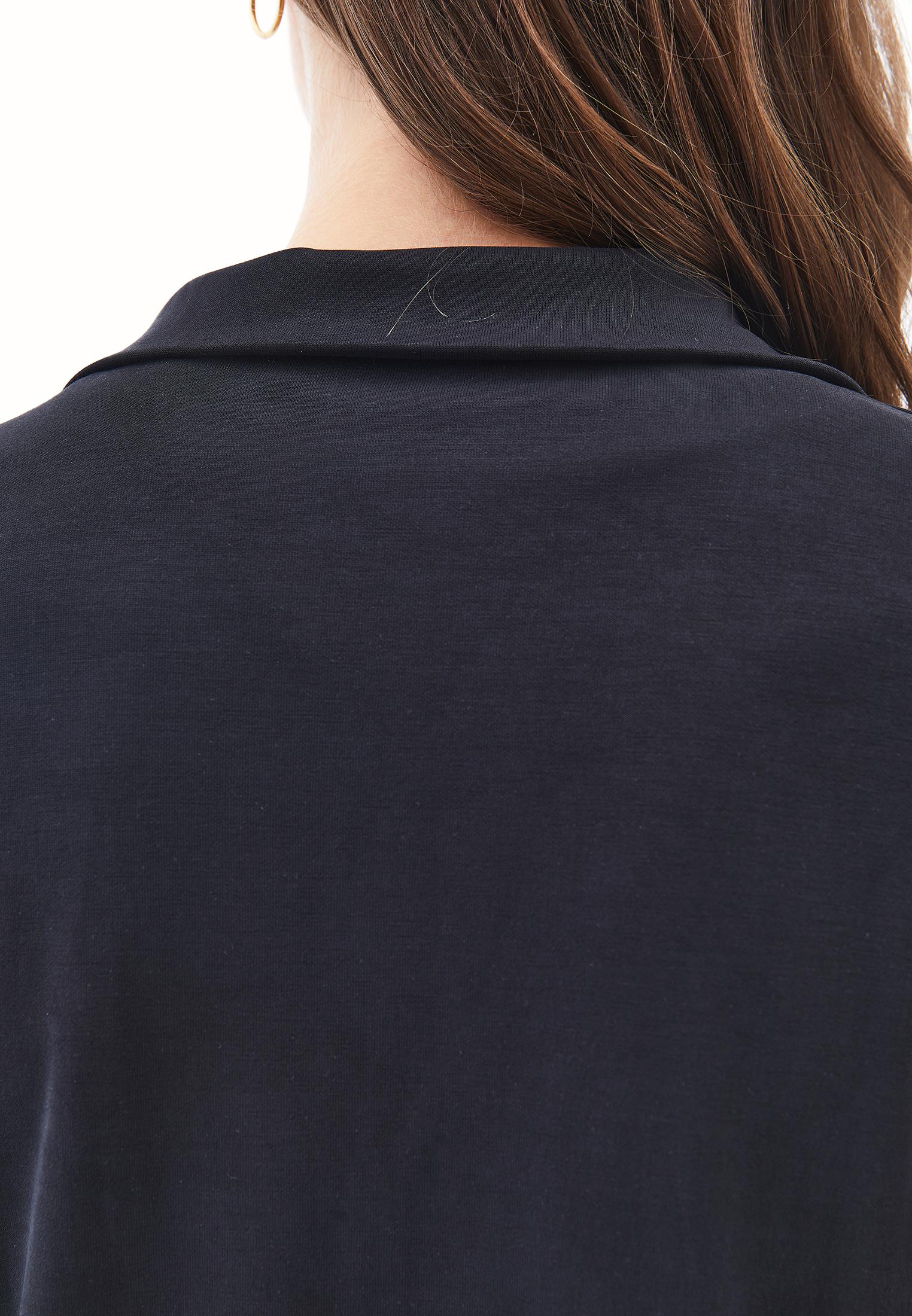 High Neck Zipper Detailed Long Sleeve Sweatshirt Tunic - BLACK