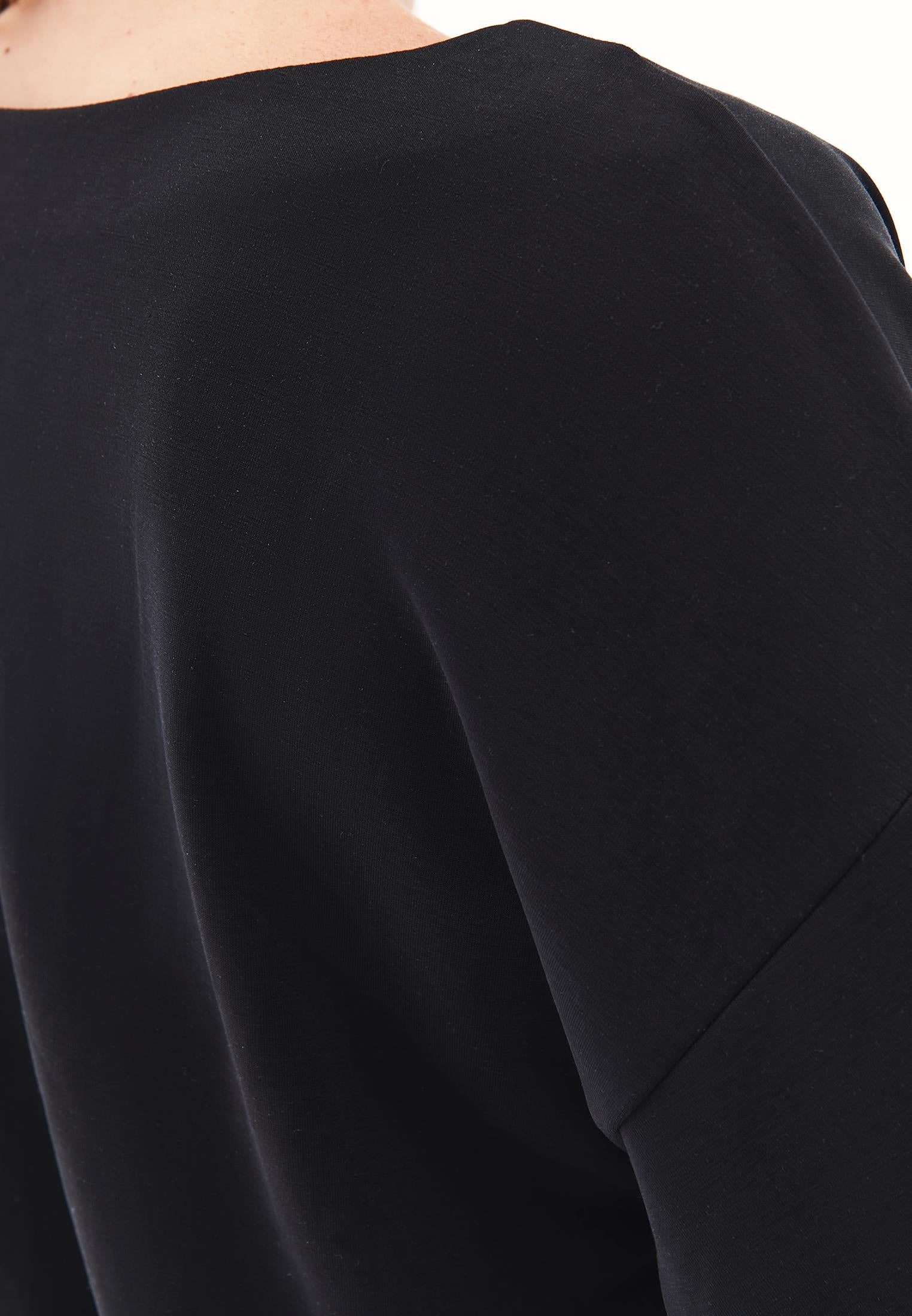 V Neck Modal Sweatshirt - BLACK