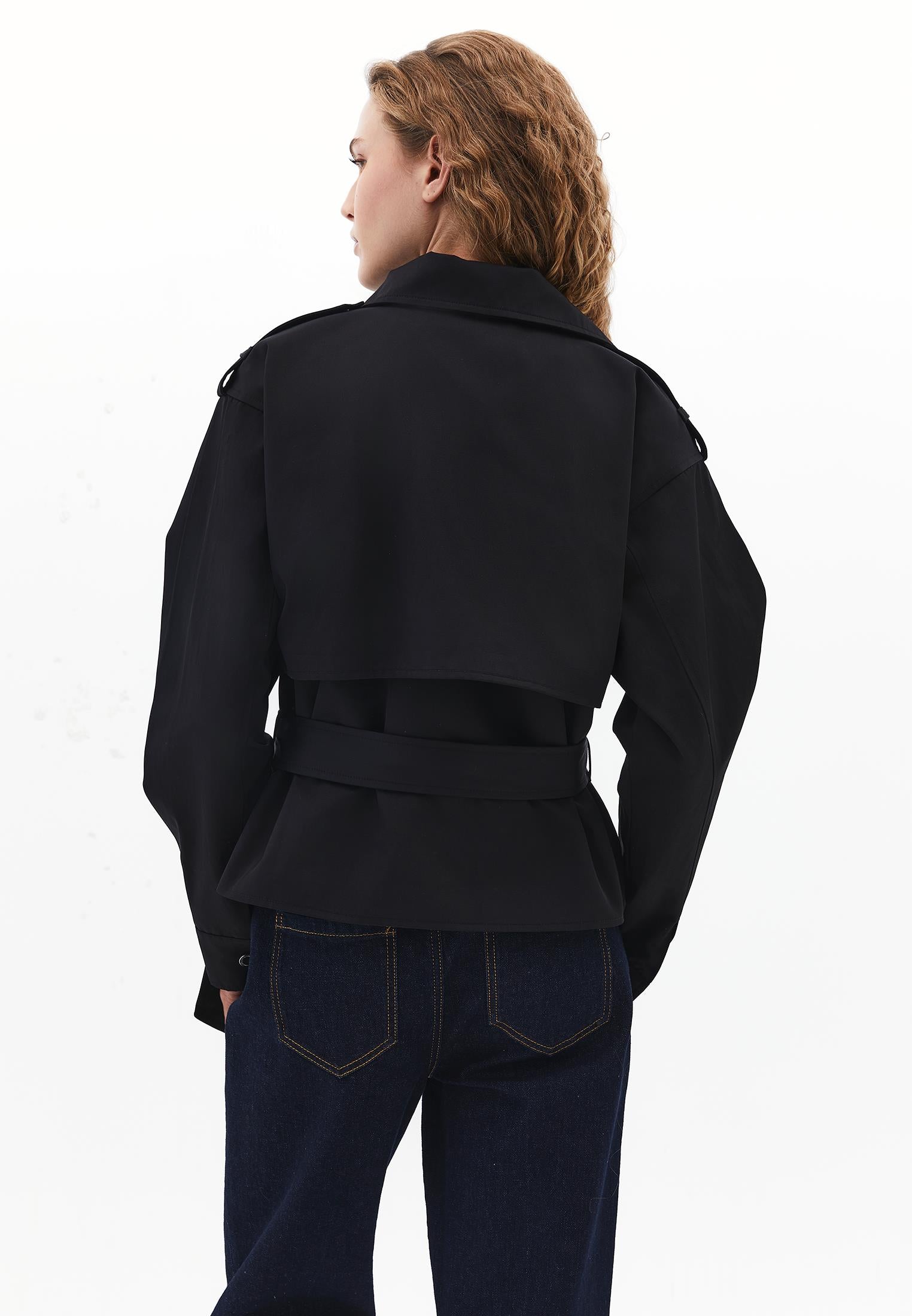 Oversize Cotton Trenchcoat - BLACK