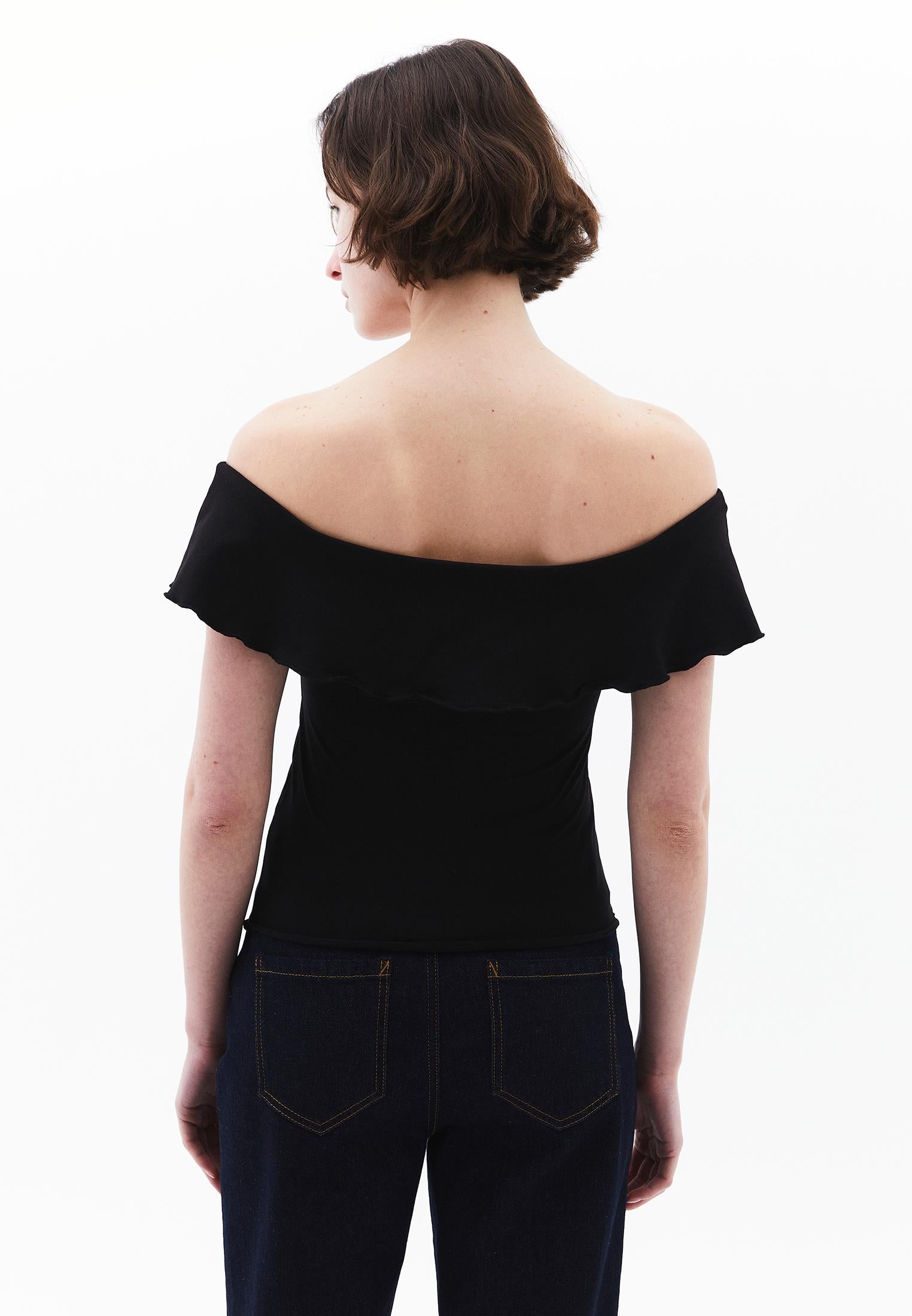 Off Shoulder Modal Blouse - BLACK