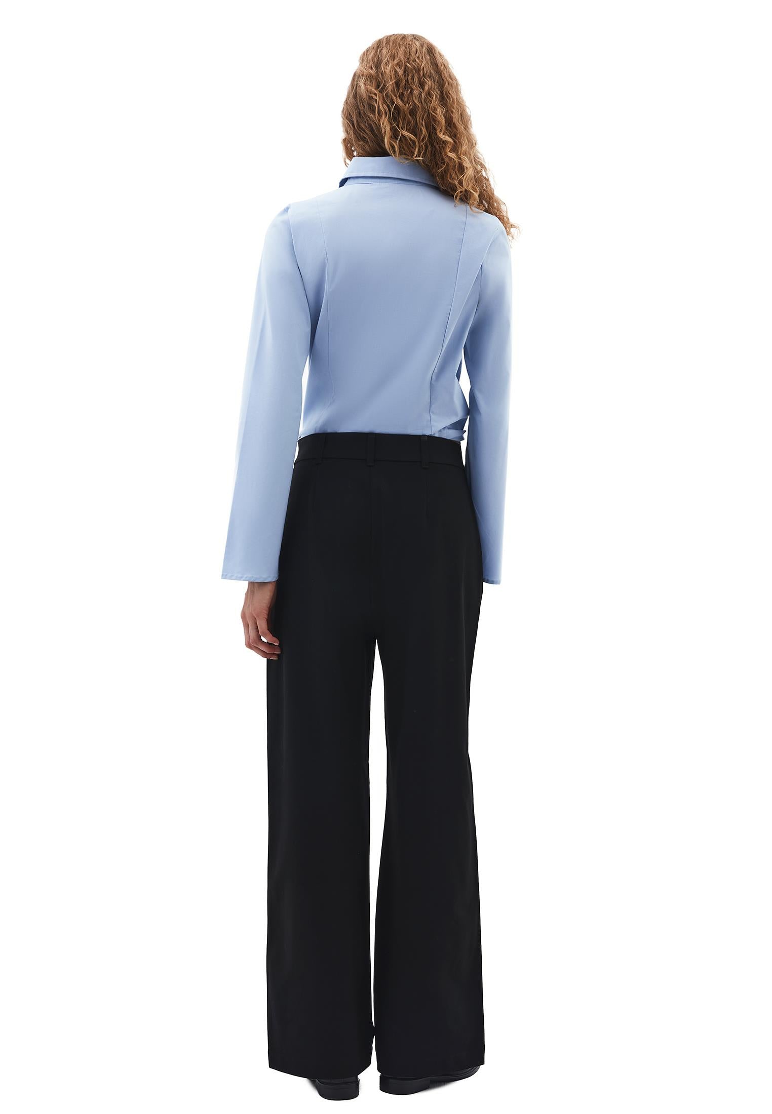 Regular Waist Straight Leg Long Pants - BLACK