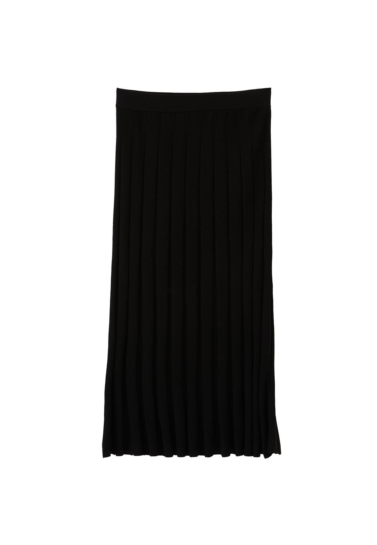 Pleated Long Skirt - BLACK